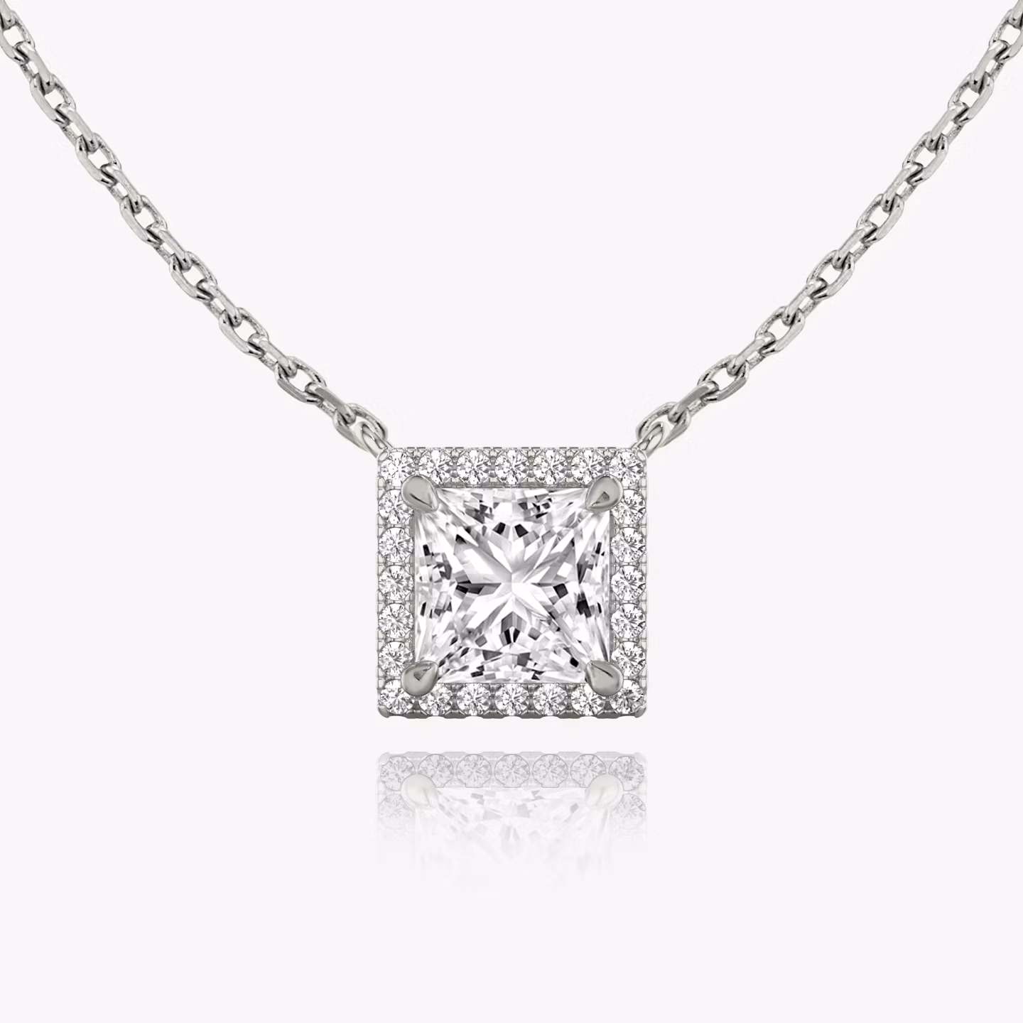 Halo Necklace Princess | White Gold