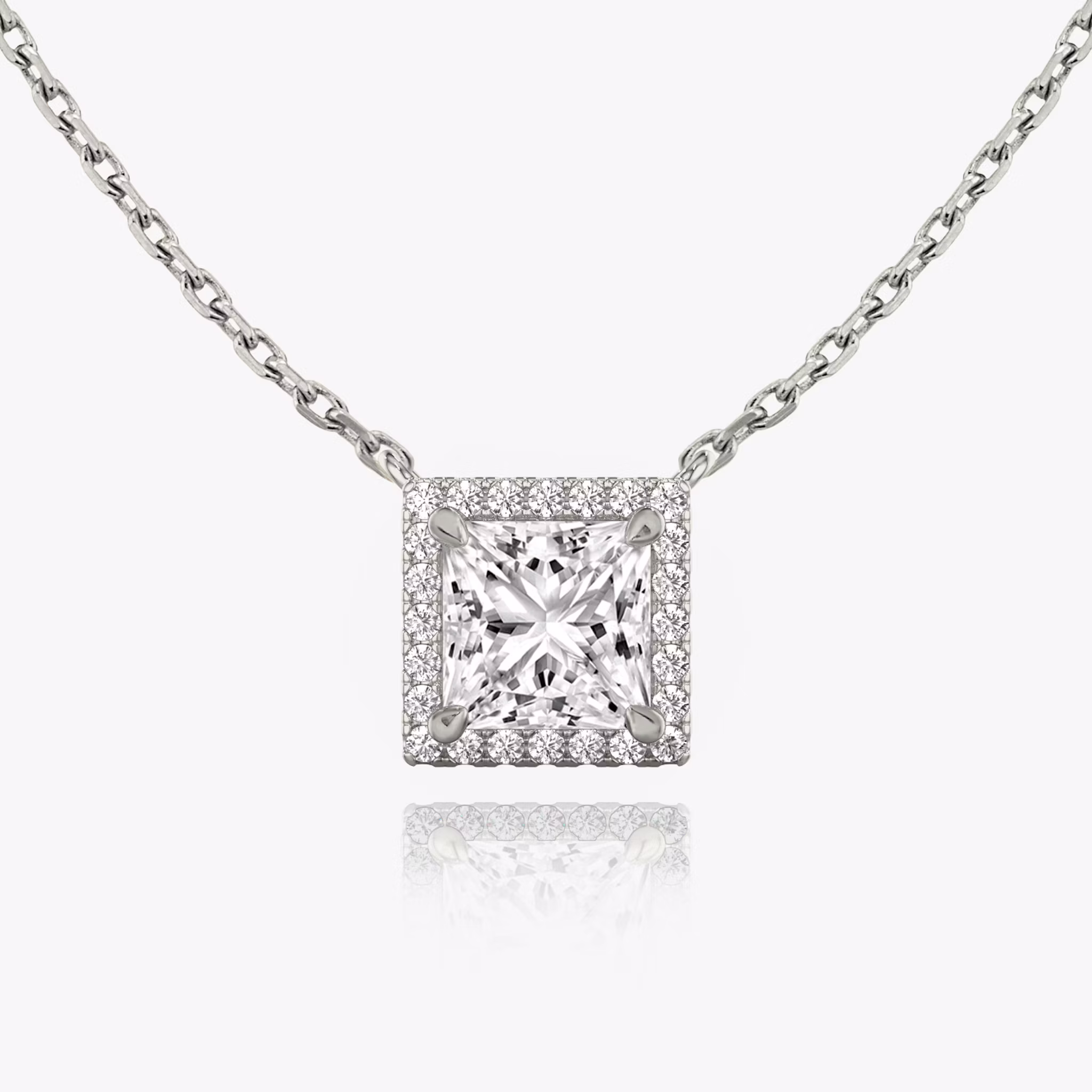 Halo Necklace Princess | White Gold