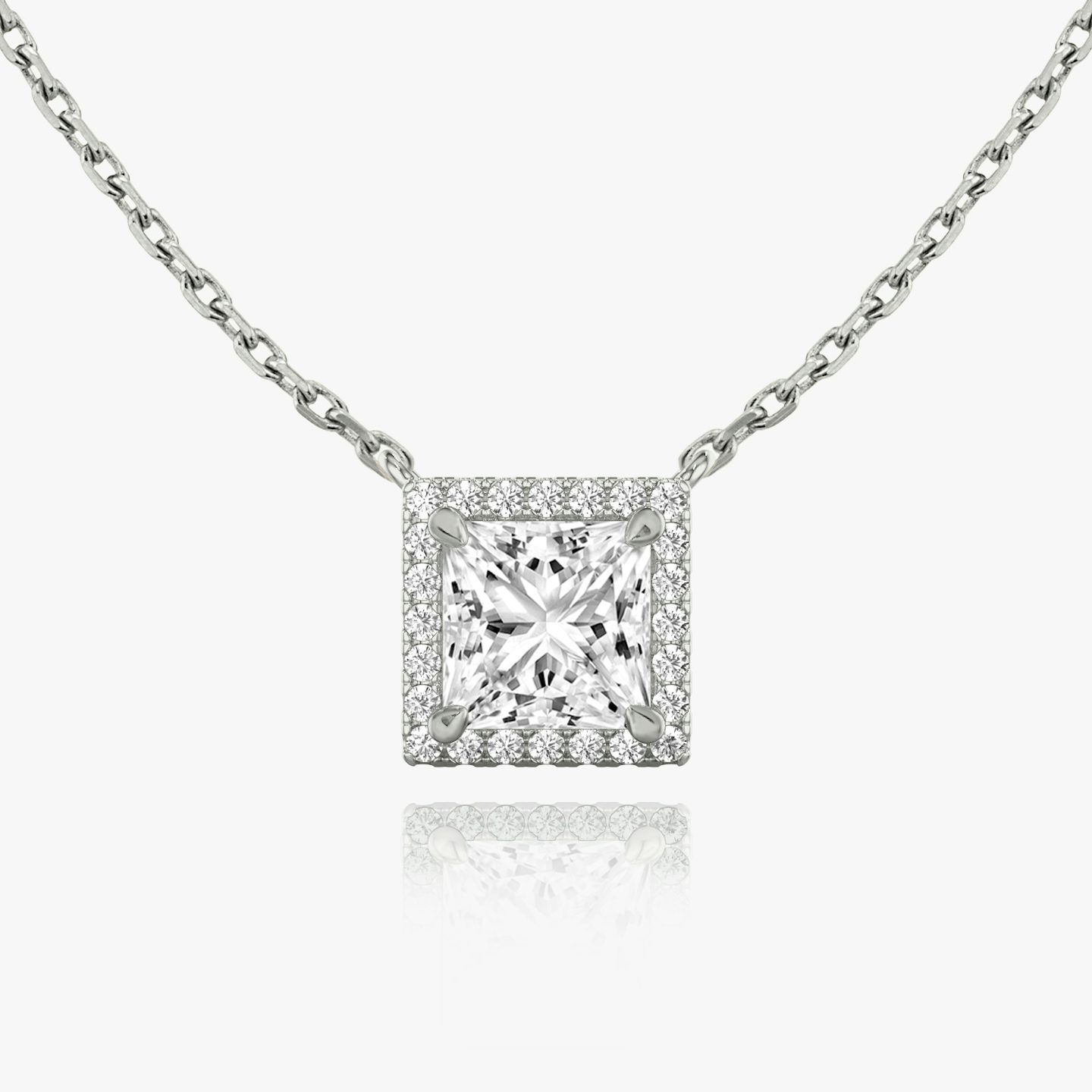 Halo Necklace | Princess | 14k | White Gold | caratWeight: 0.50ct