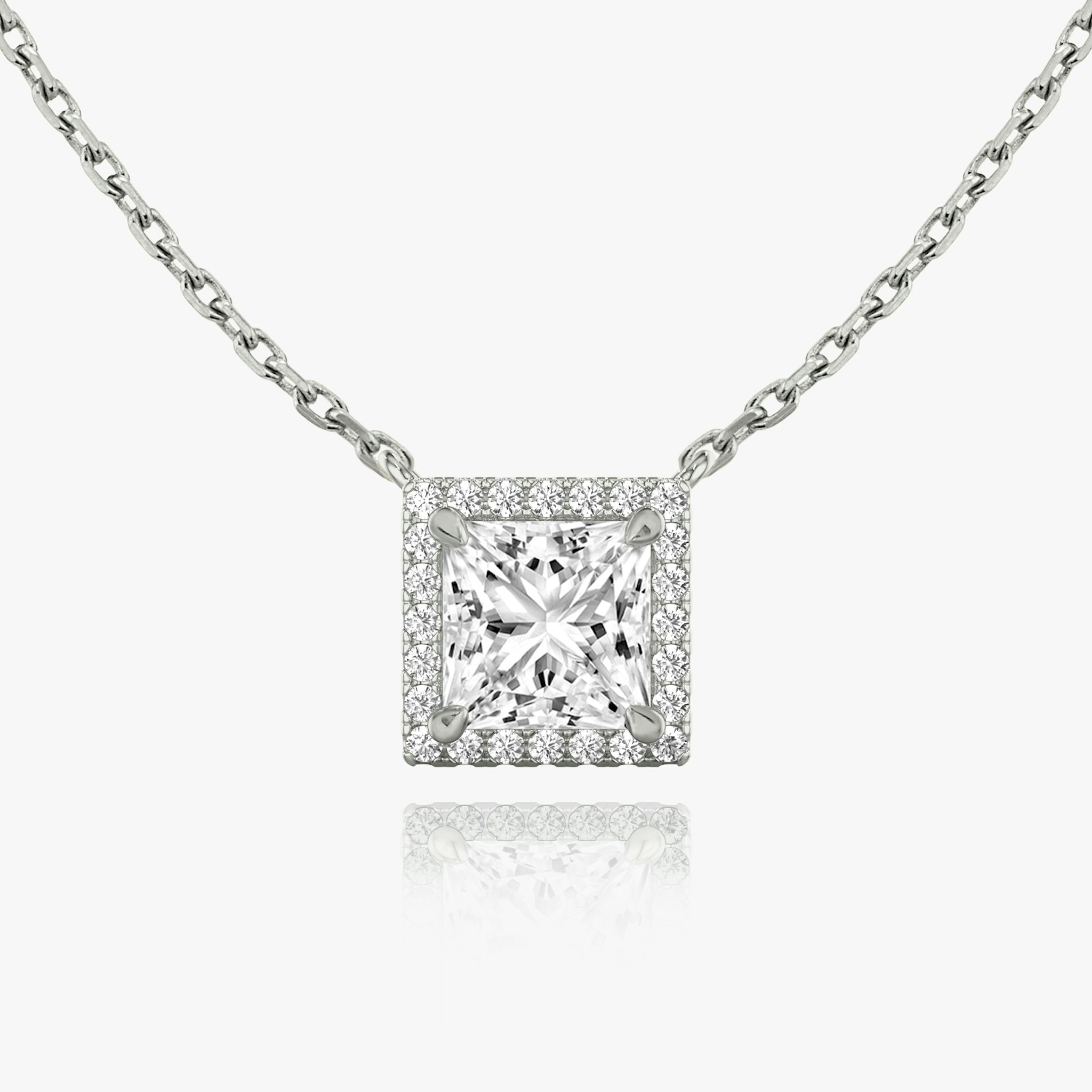 Halo Necklace | Princess | 14k | White Gold | caratWeight: 0.25ct