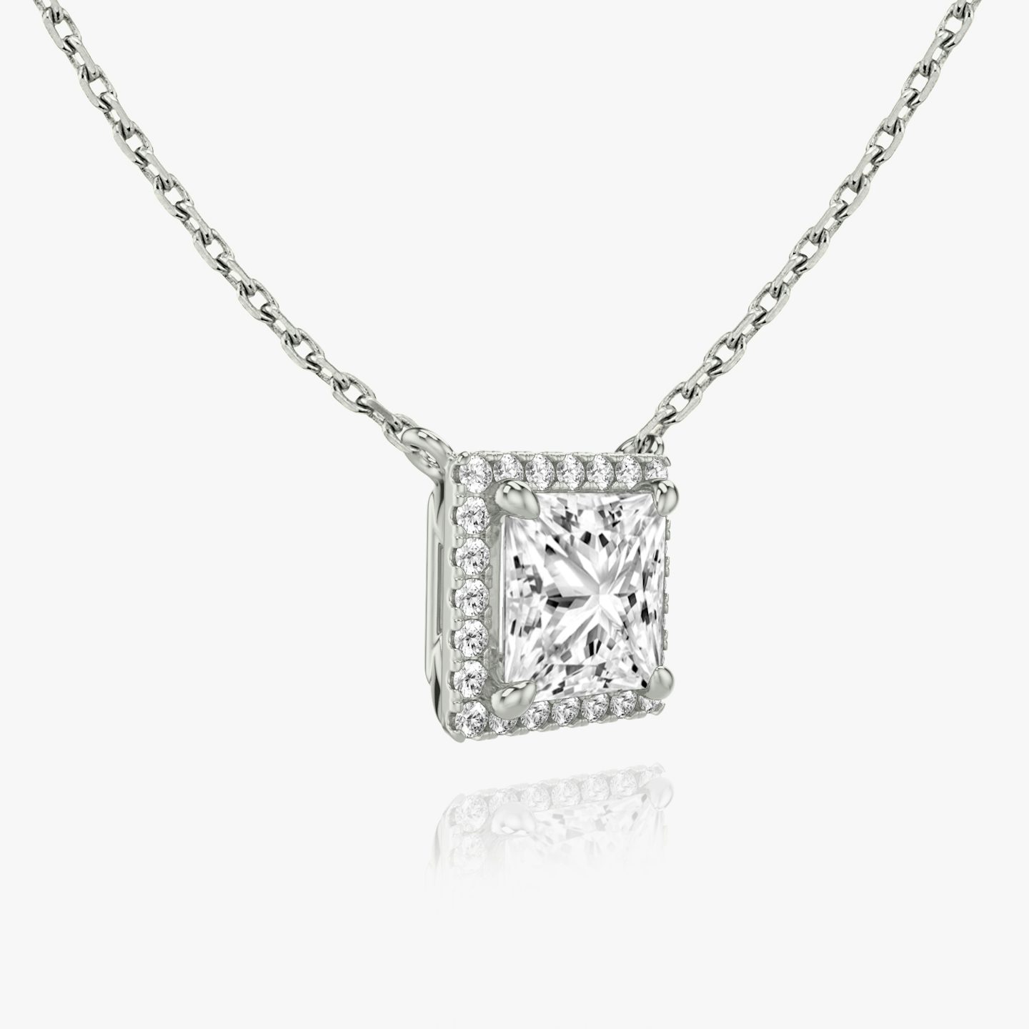 Halo Necklace | Princess | 14k | White Gold | caratWeight: 0.50ct