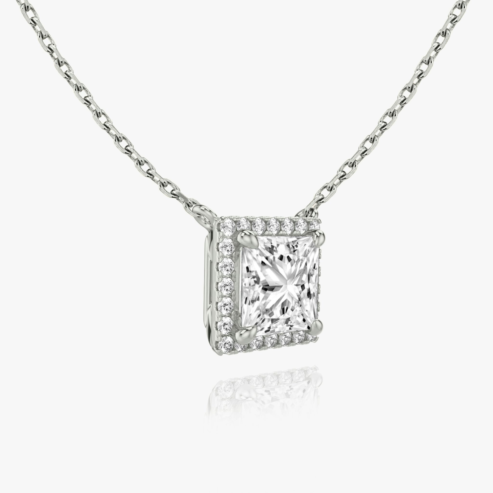 Halo Necklace | Princess | 14k | White Gold | caratWeight: 0.25ct