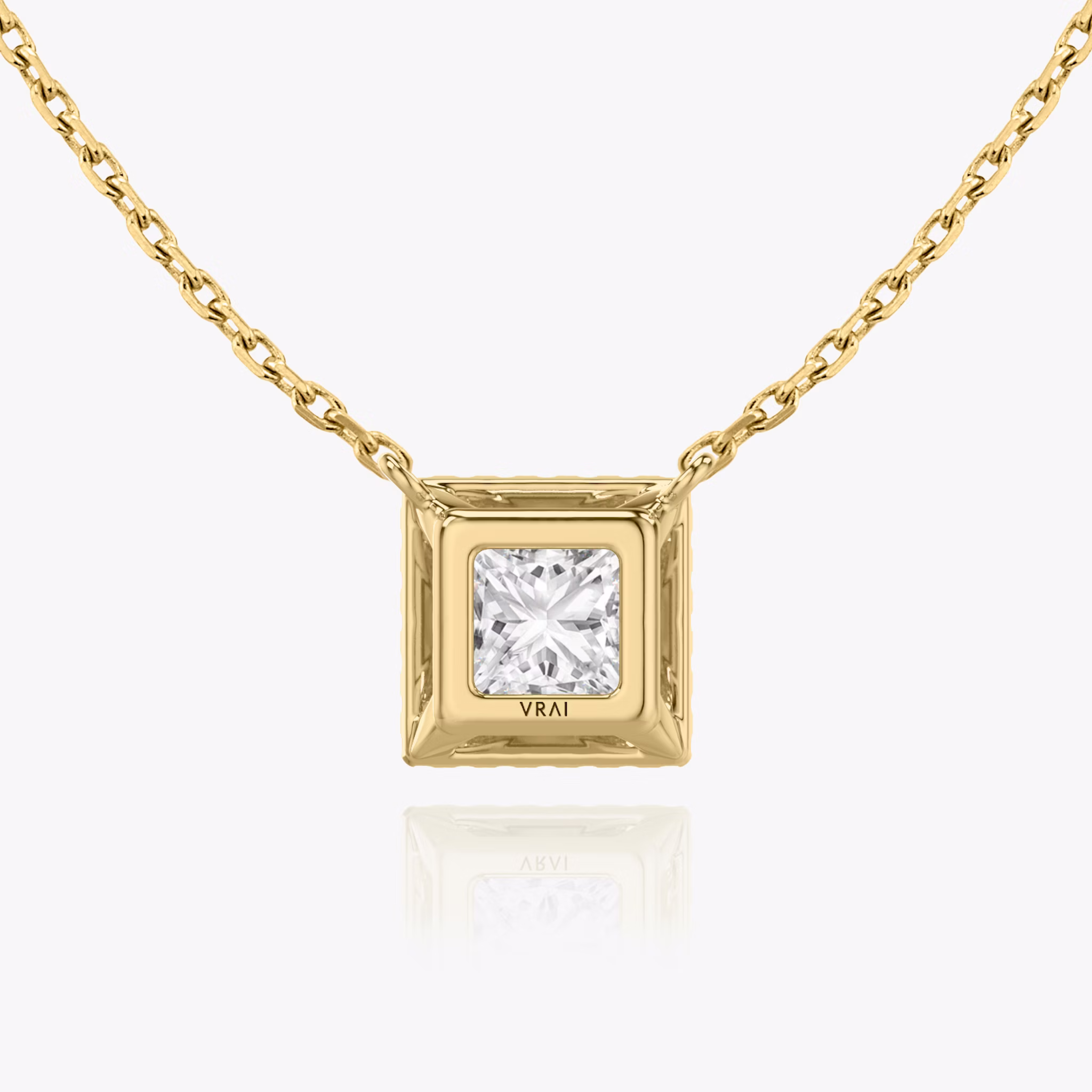 Halo Necklace | Princess | 14k | Yellow Gold | caratWeight: 0.25ct