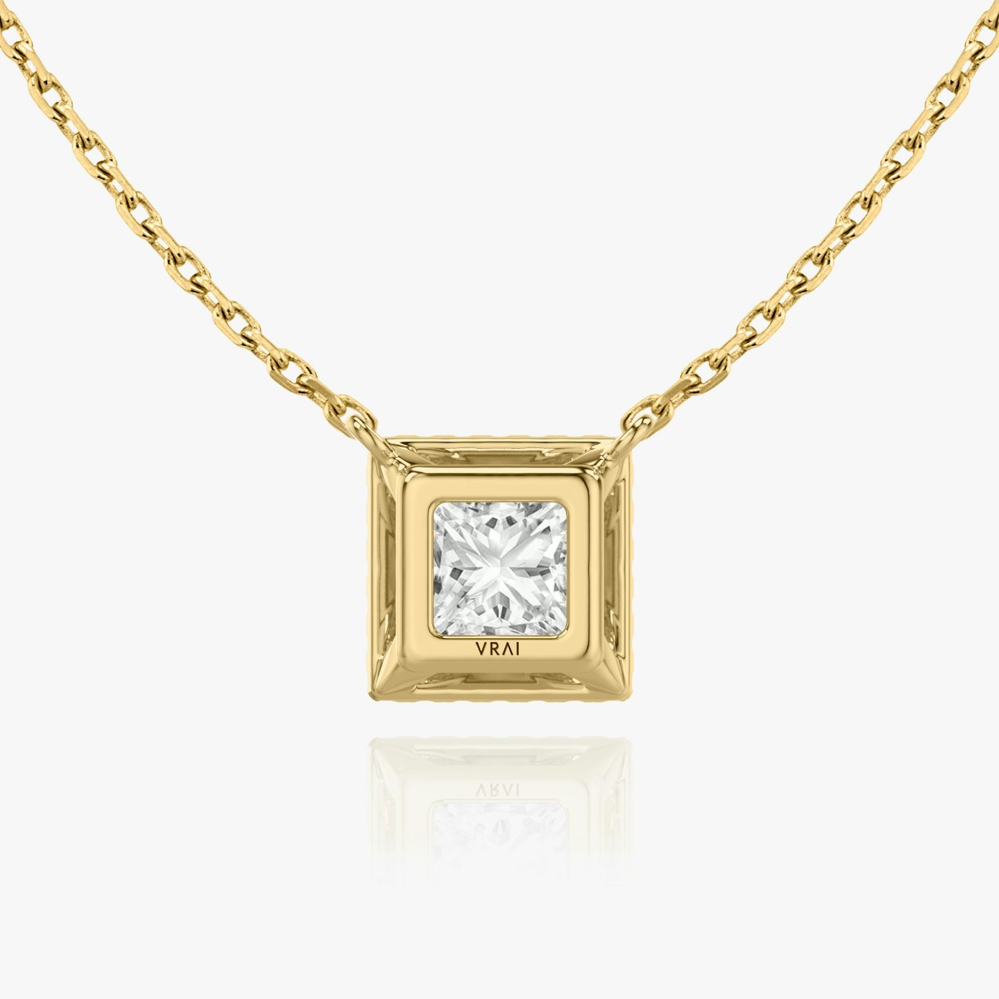Halo Necklace | Princess | 14k | Yellow Gold | caratWeight: 0.75ct
