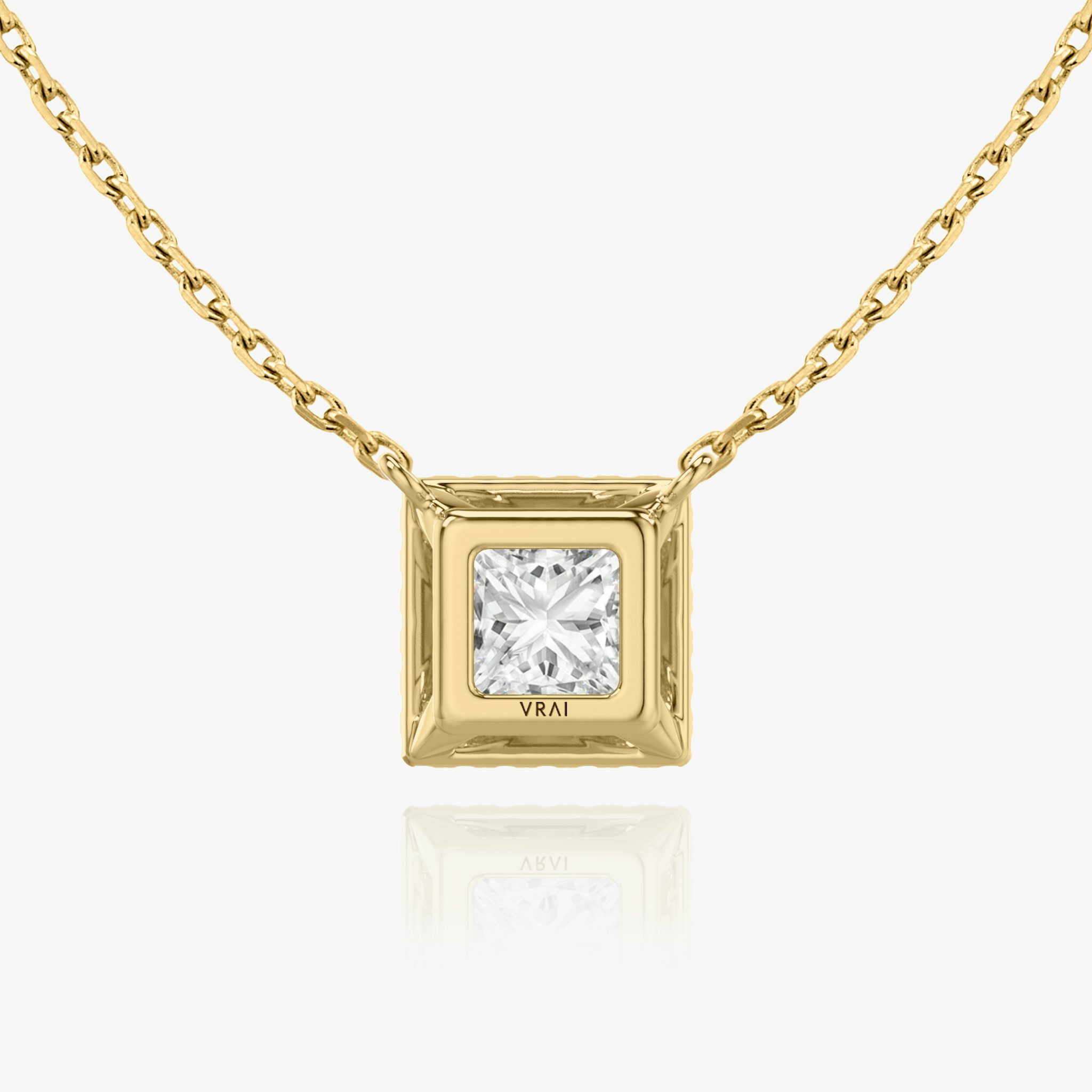 Halo Necklace | Princess | 14k | Yellow Gold | caratWeight: 0.25ct