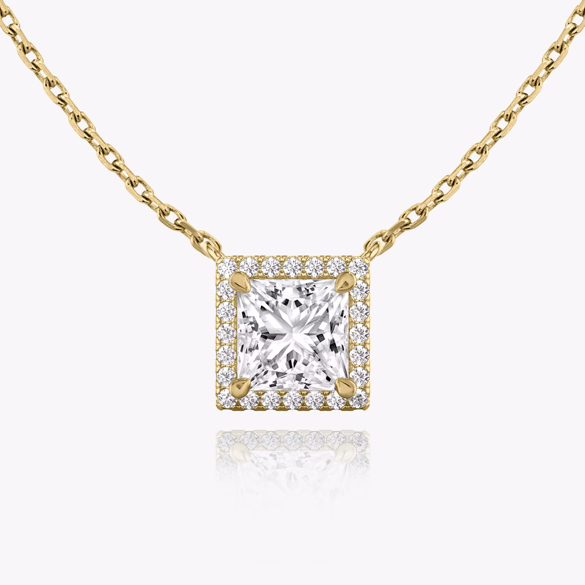 Halo Necklace | Princess | 14k | Yellow Gold | caratWeight: 0.25ct
