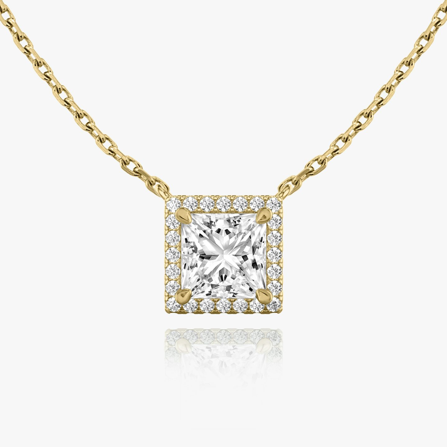 Halo Necklace | Princess | 14k | Yellow Gold | caratWeight: 0.75ct