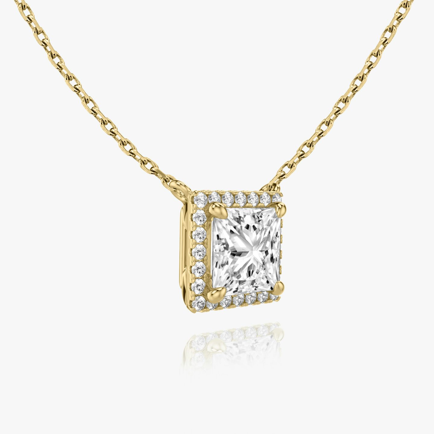 Halo Necklace | Princess | 14k | Yellow Gold | caratWeight: 0.75ct