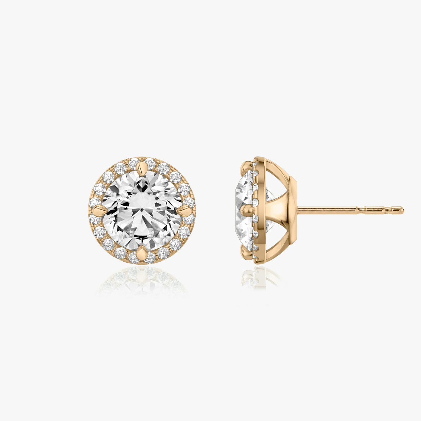 Pendiente Halo | Brillante | 14k | Oro rosa | caratWeight: 0.30ct