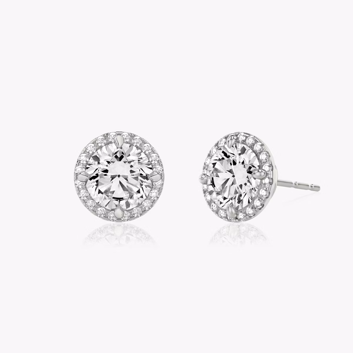 Pendiente Halo | Brillante | 14k | Oro blanco | caratWeight: 0.30ct
