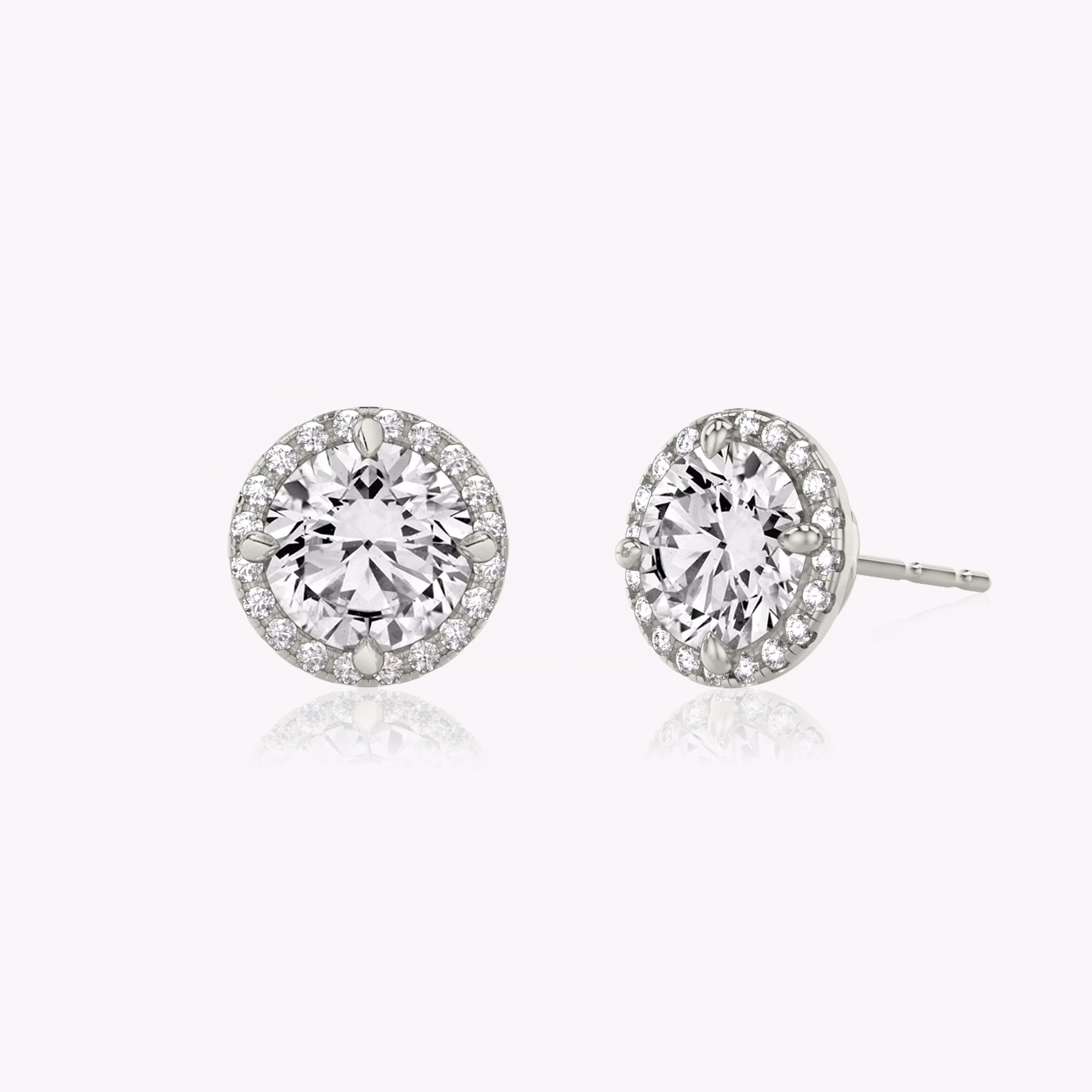 Round Brilliant Halo Studs