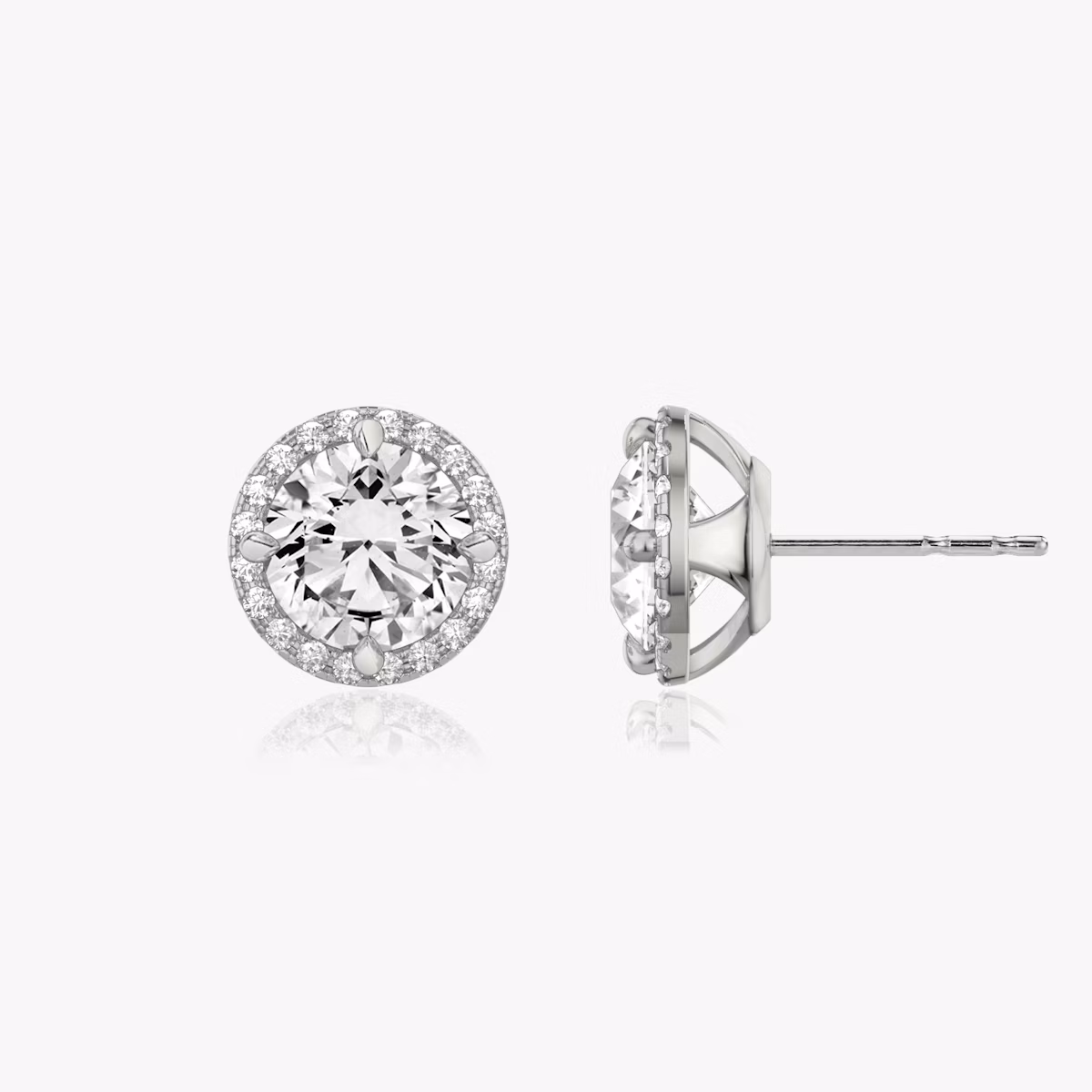 Pendiente Halo | Brillante | 14k | Oro blanco | caratWeight: 0.30ct