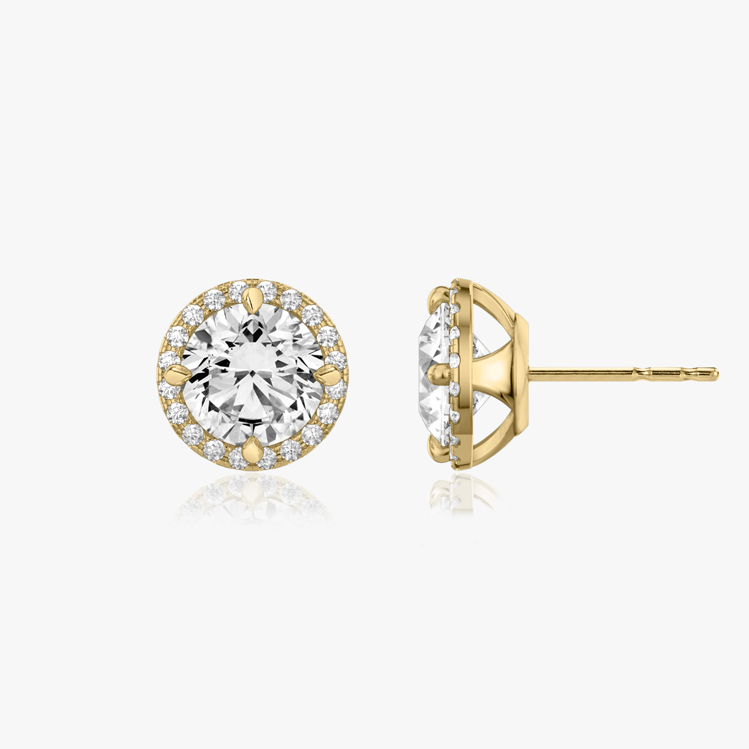 1 Ct Round Antique Vintage Diamond Halo Earrings store 14K Yellow Gold Plated Silver