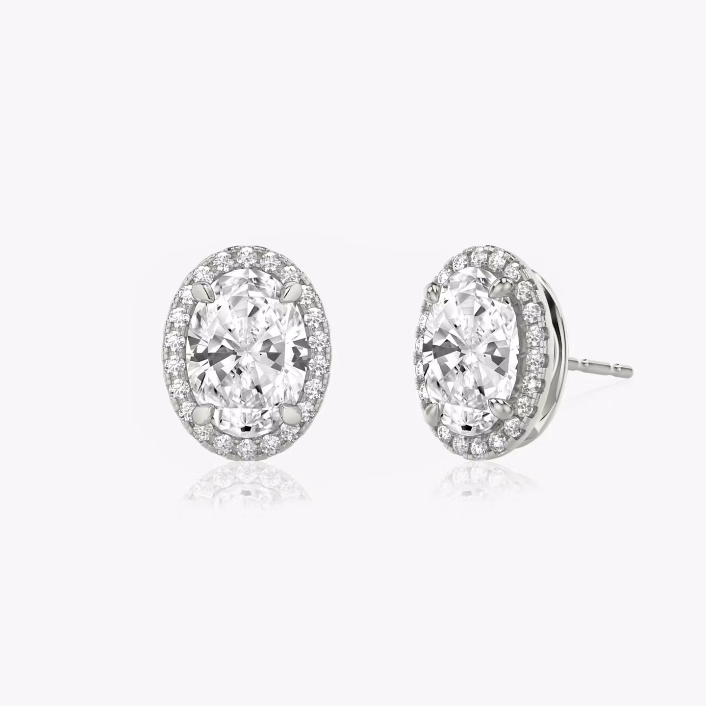 Halo Stud Oval | White Gold