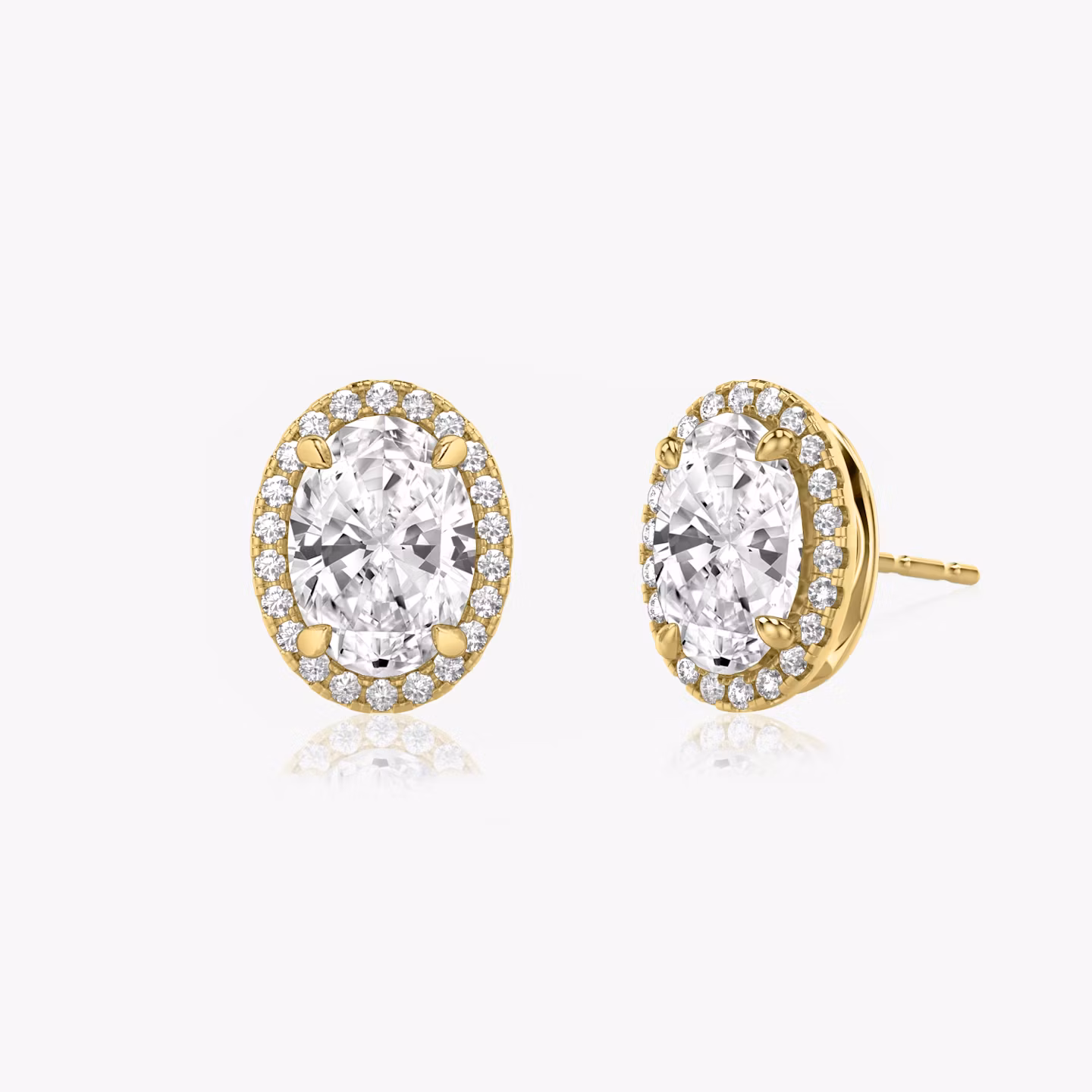 Halo Stud Oval | Yellow Gold