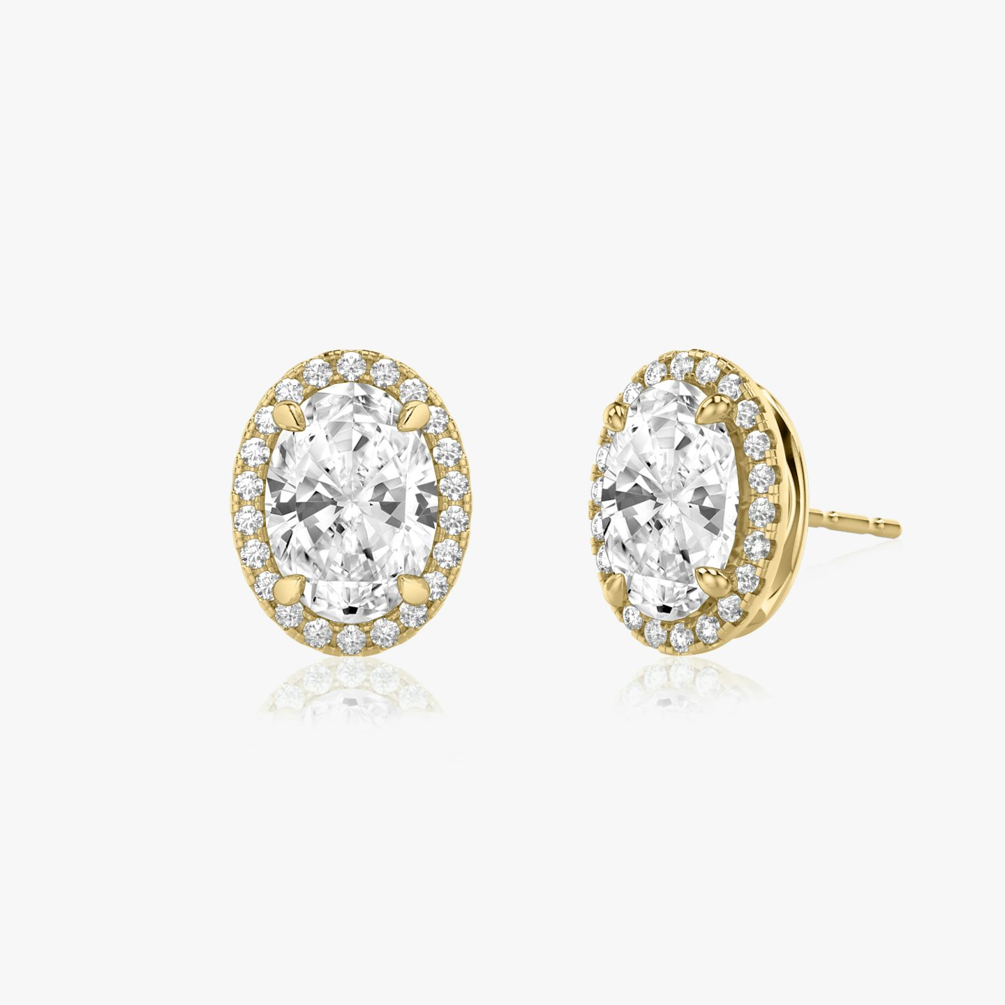 Clou d'oreille Halo | Ovale | 14k | Or jaune | caratWeight: 0.25ct
