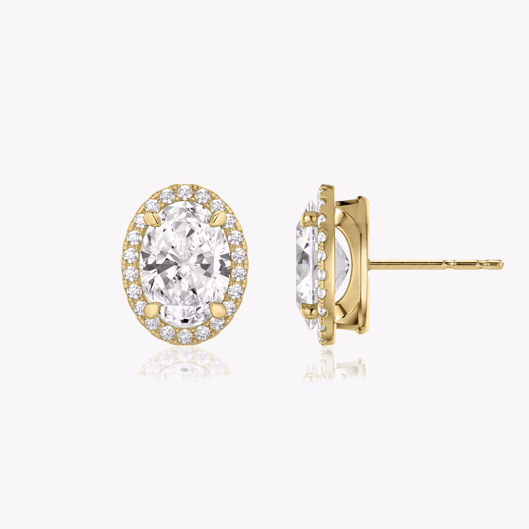 Halo Stud | Oval | 14k | Yellow Gold | caratWeight: 1.0ct
