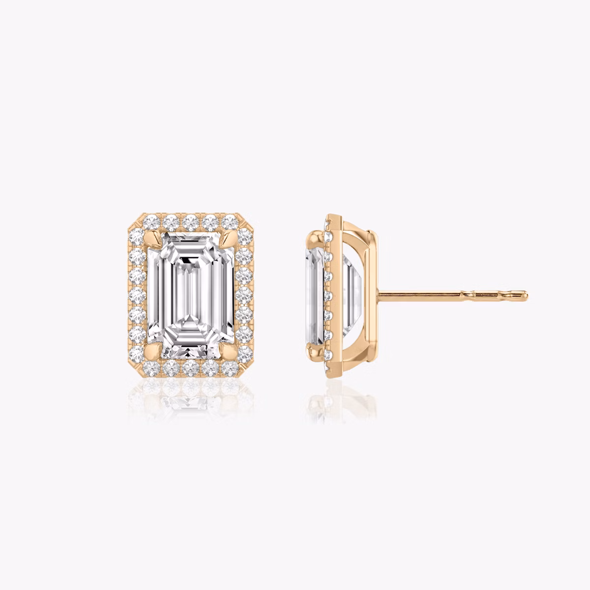 Halo Stud | Emerald | 14k | Rose Gold | caratWeight: 0.25ct