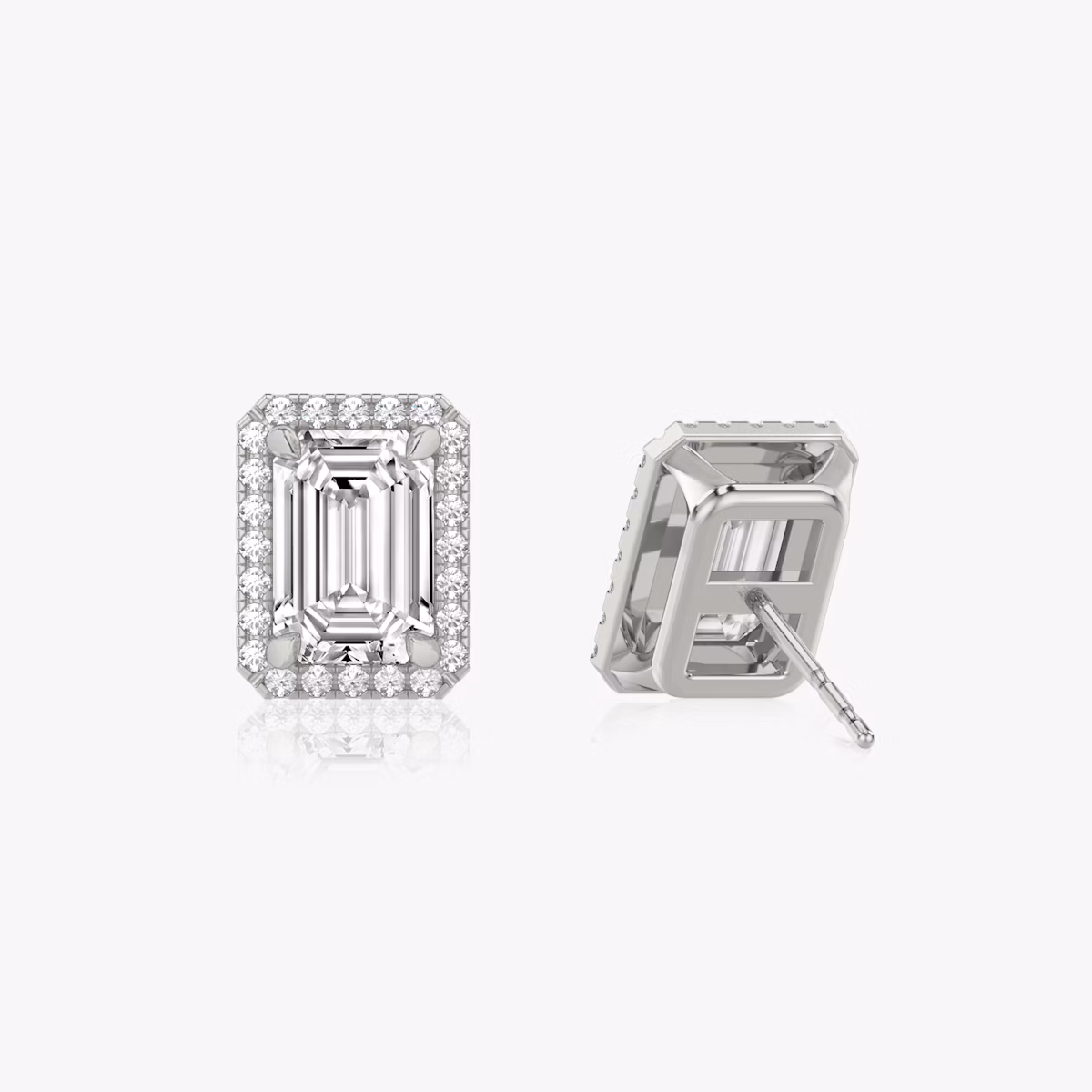 Pendiente Halo | Esmeralda | 14k | Oro blanco | caratWeight: other