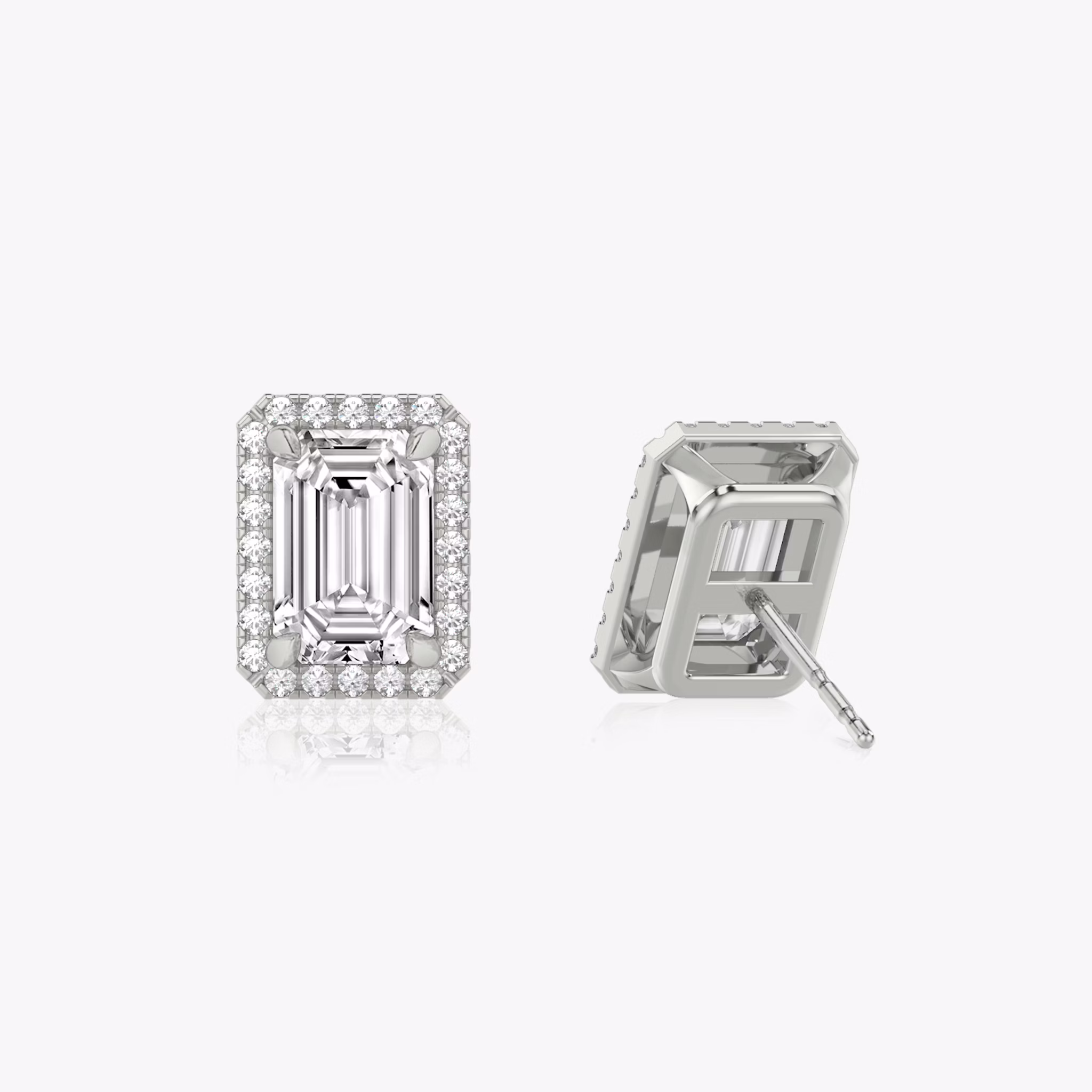 Halo Stud | Emerald | 14k | White Gold | caratWeight: 0.25ct