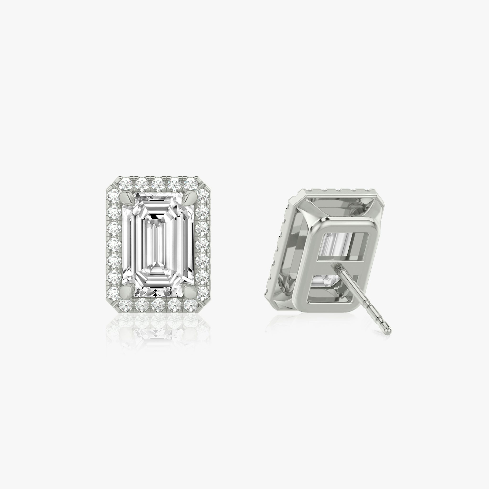 Halo Stud | Emerald | 14k | White Gold | caratWeight: 0.25ct