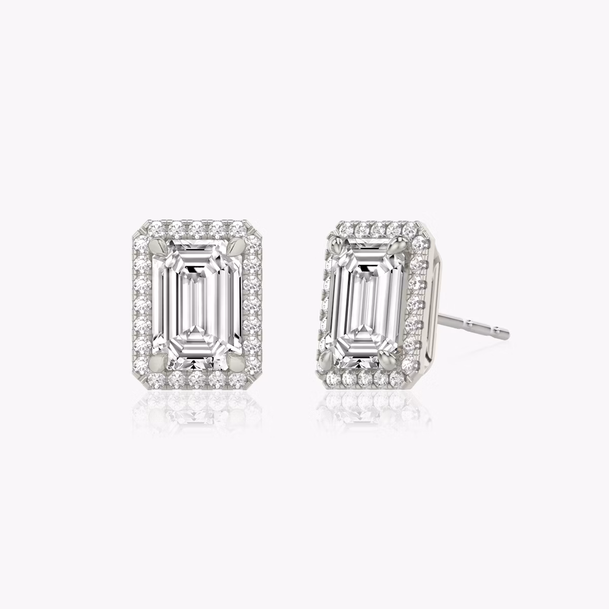 Pendiente Halo | Esmeralda | 14k | Oro blanco | caratWeight: other