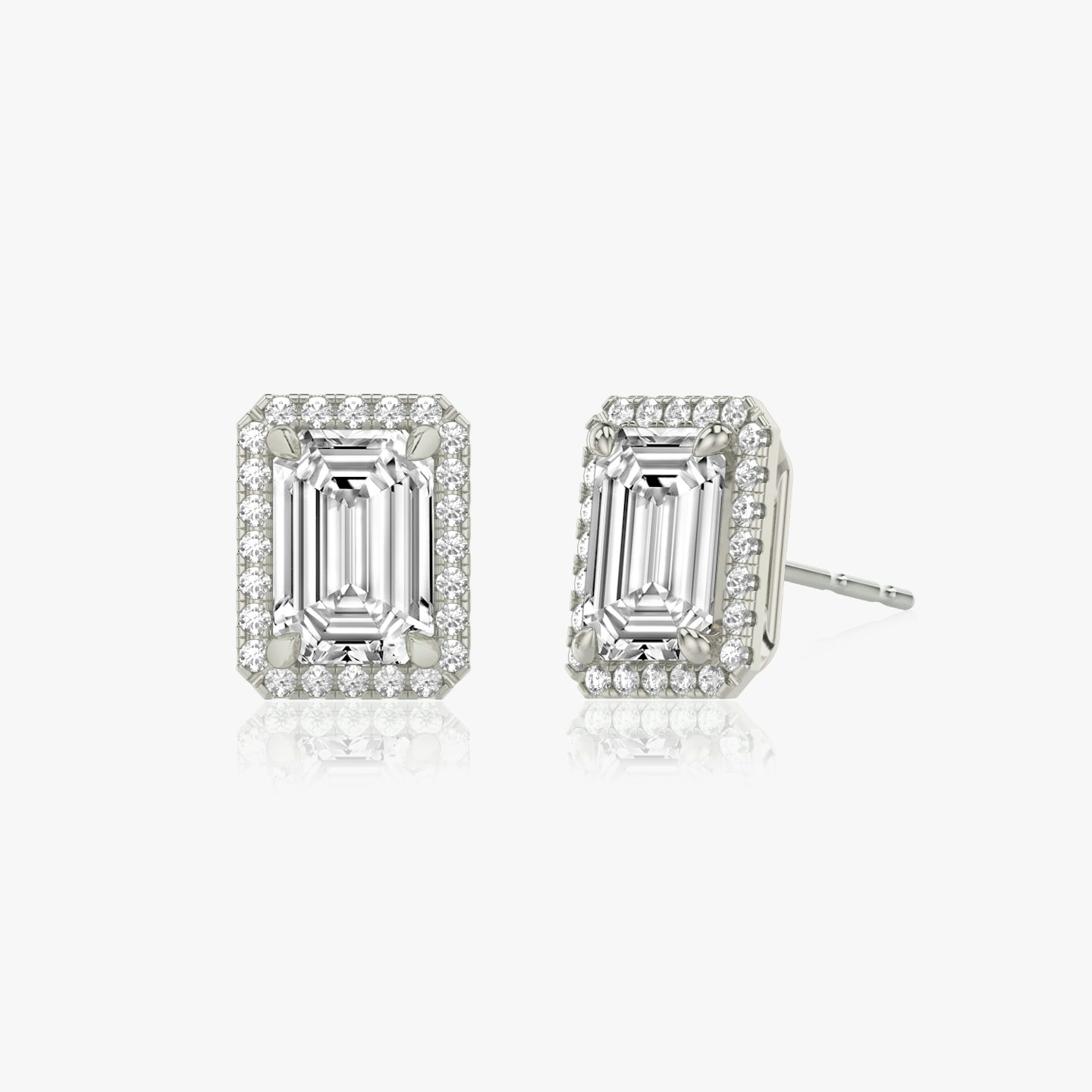 Halo Stud | Emerald | 14k | White Gold | caratWeight: other