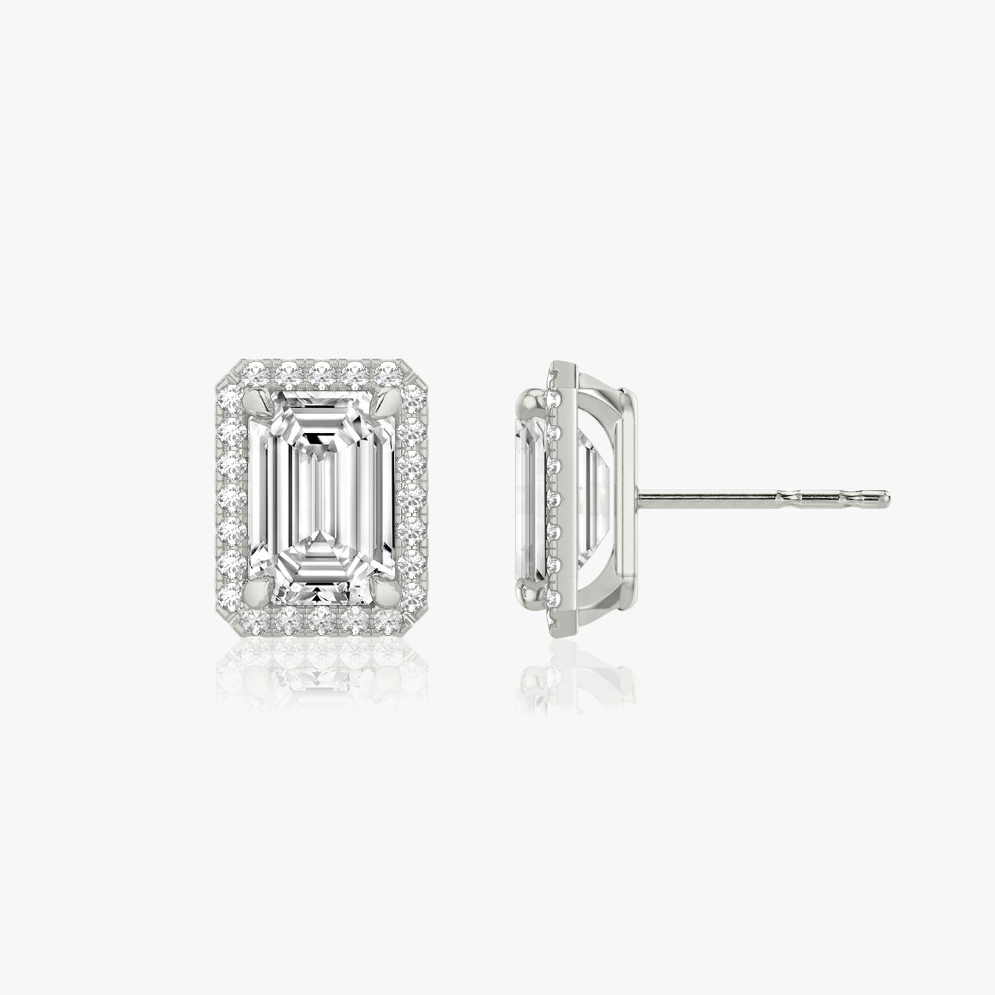 Halo Stud | Emerald | 14k | White Gold | caratWeight: other