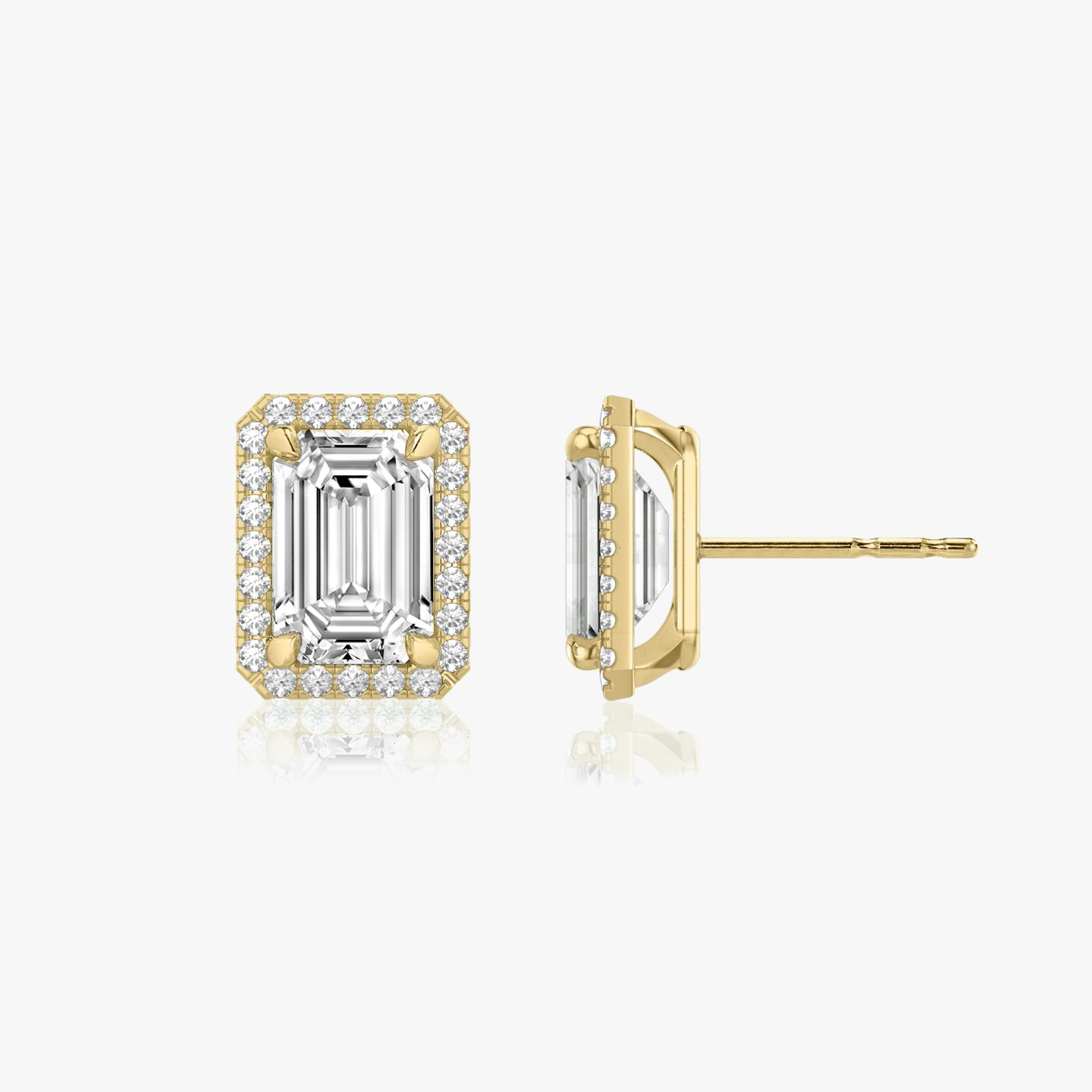 Pendiente Halo | Esmeralda | 14k | Oro amarillo | caratWeight: 0.50ct