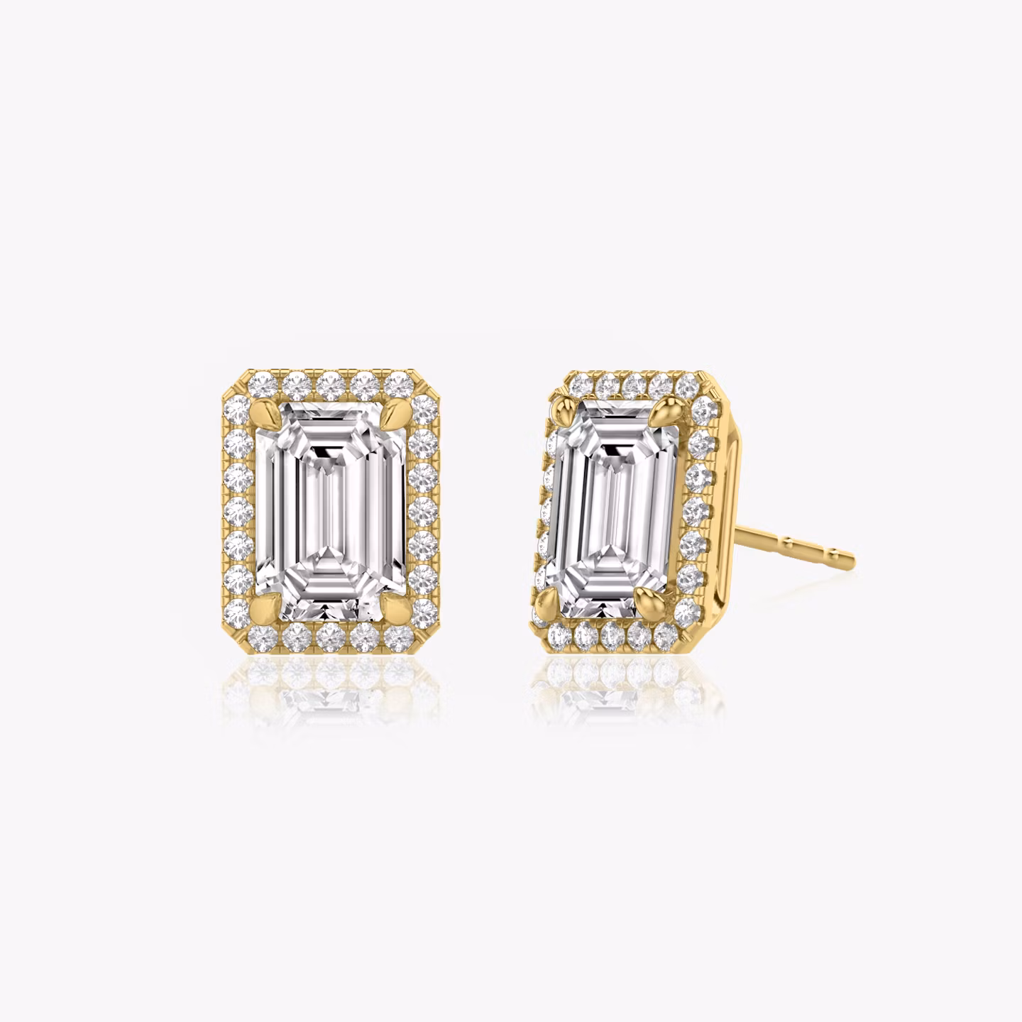 Halo Stud Emerald | Yellow Gold
