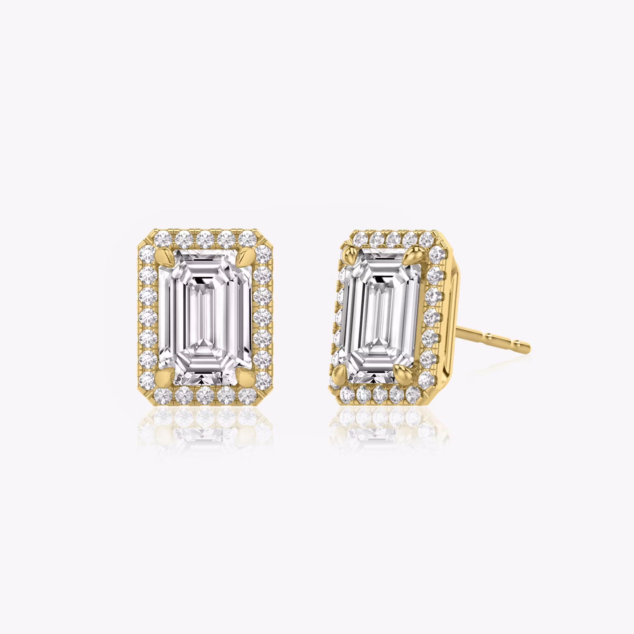 Halo Stud Emerald | Yellow Gold