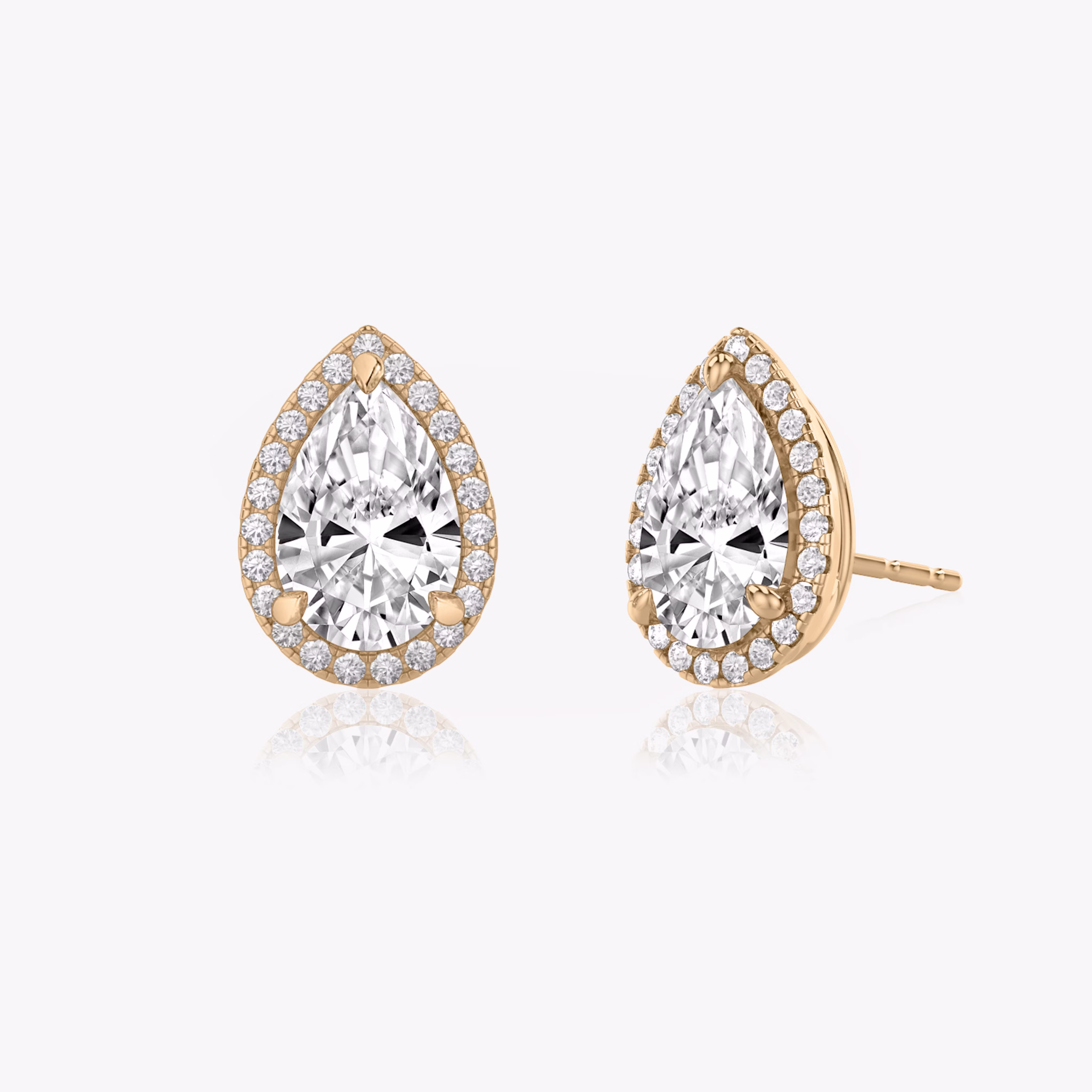 Pear Halo Studs