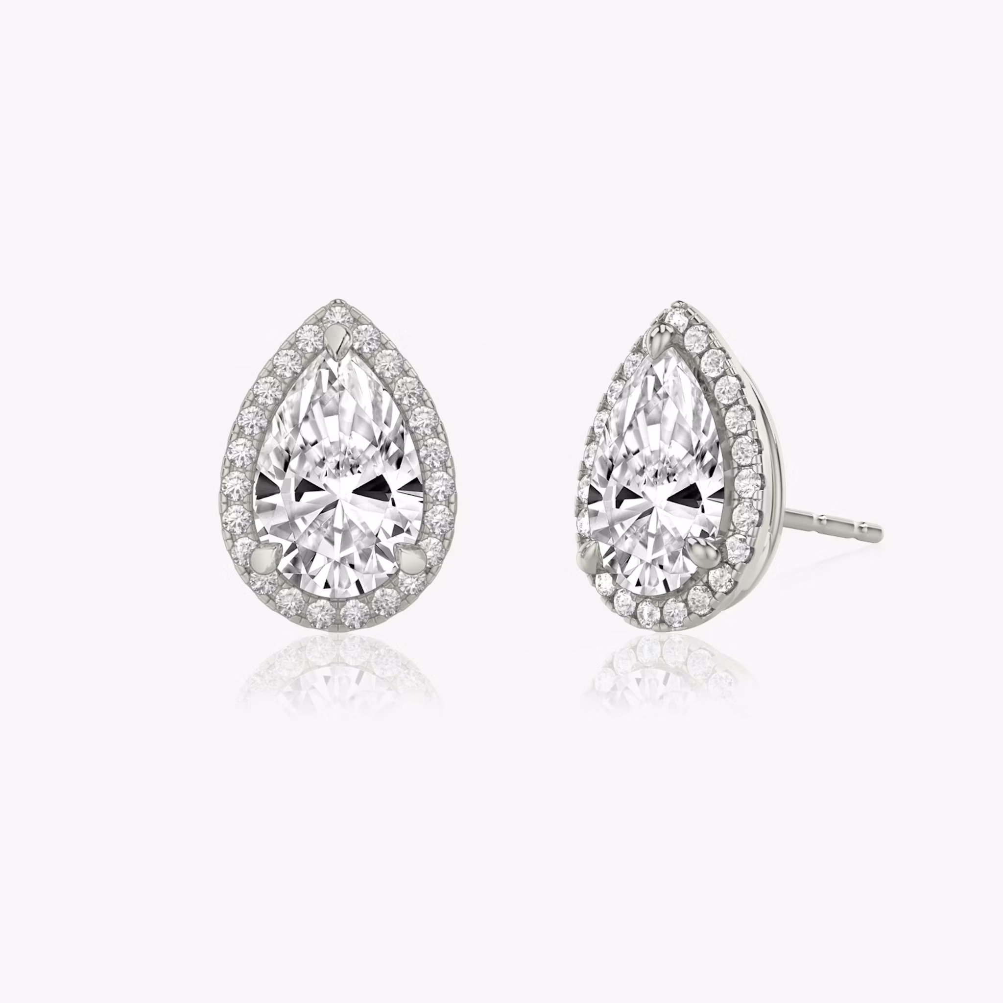 Halo Stud Pear | White Gold