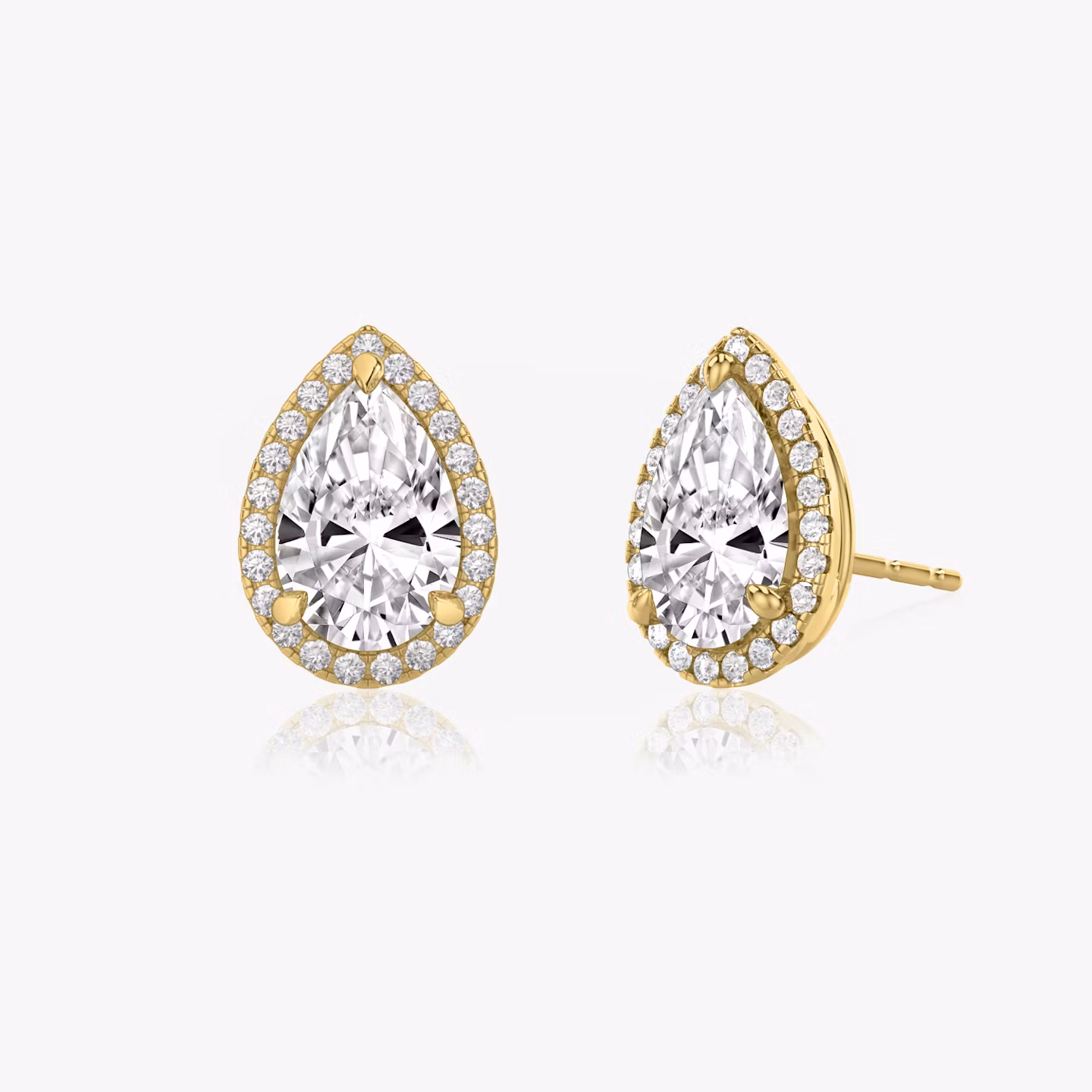 Halo Stud Pear | Yellow Gold