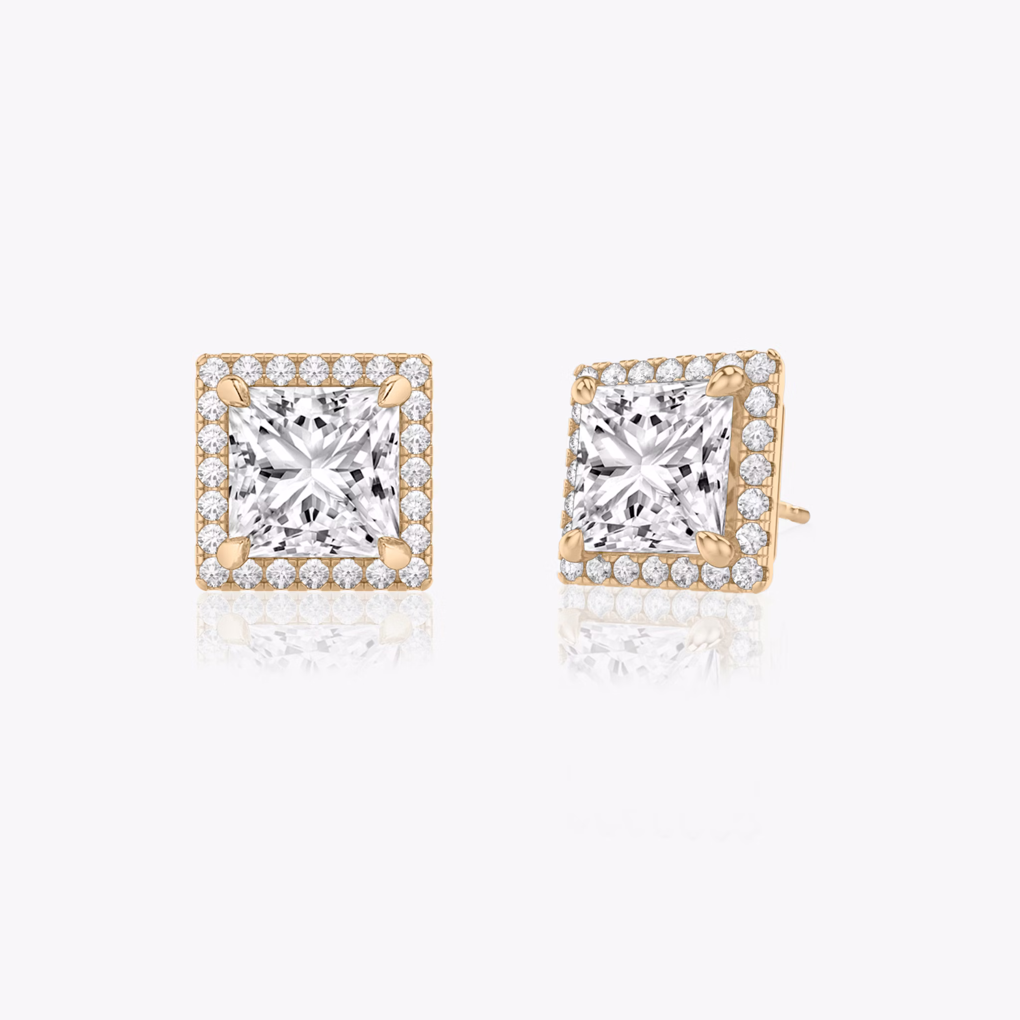 Halo Stud | Princess | 14k | Rose Gold | caratWeight: other