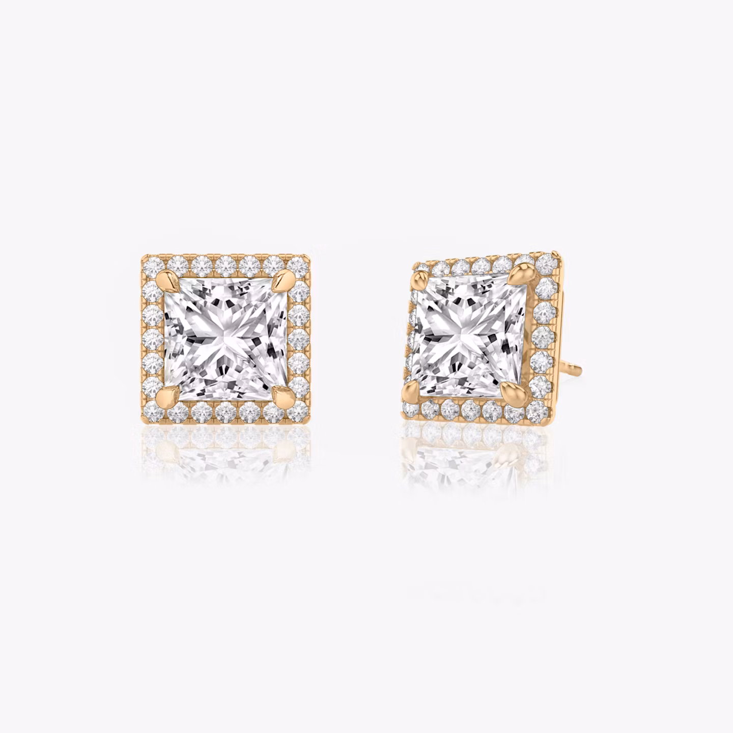Halo Stud Princess | Rose Gold