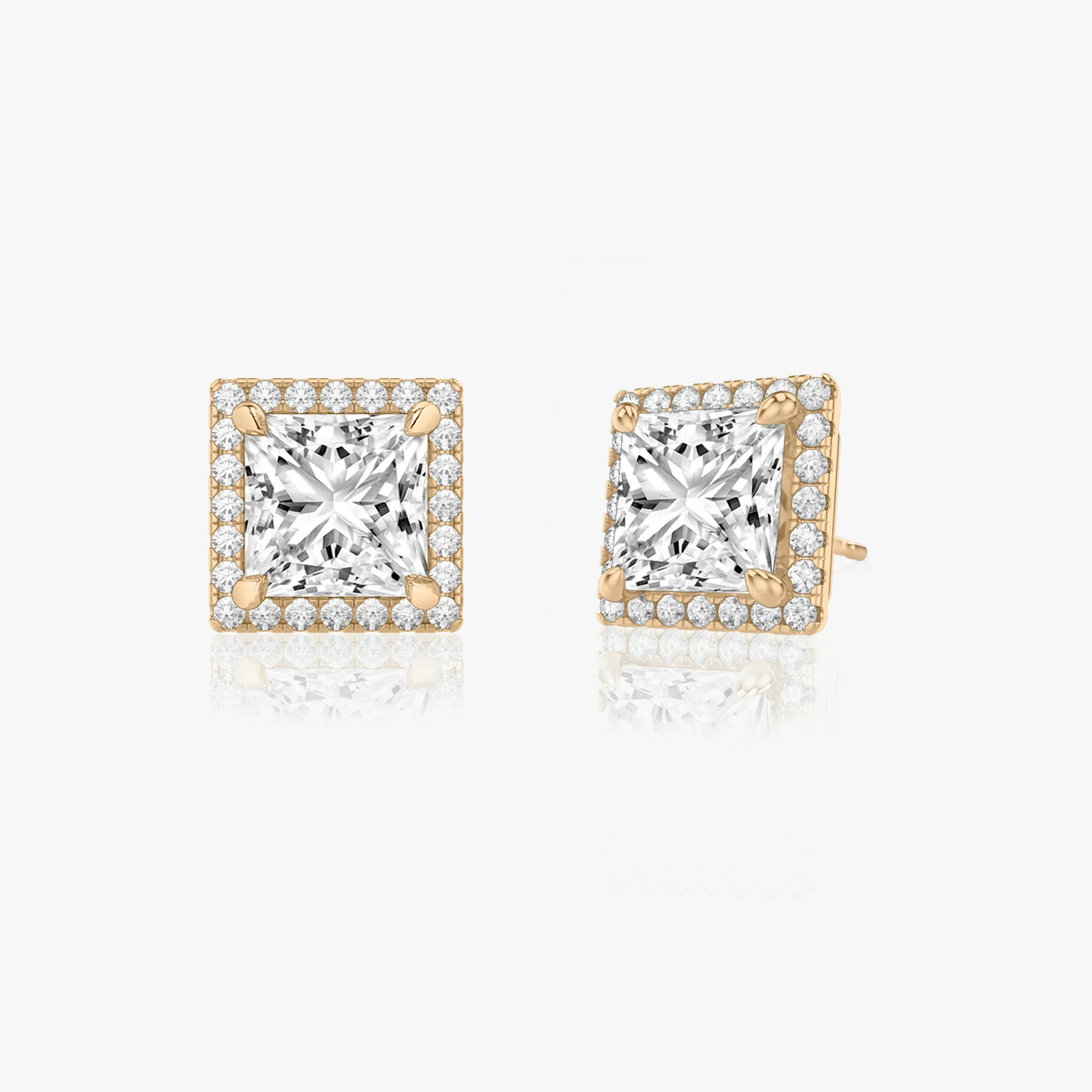 Halo Stud | Princess | 14k | Rose Gold | caratWeight: other