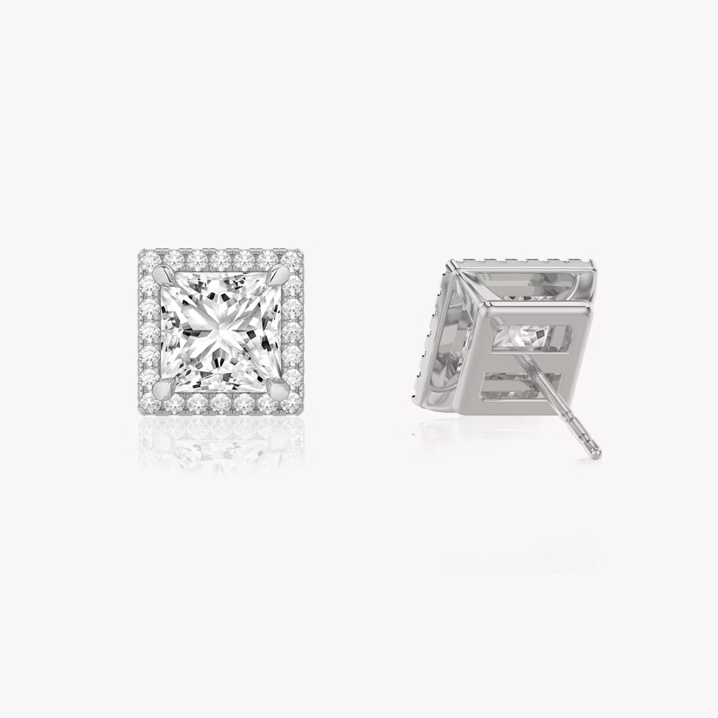 Halo Stud | Princess | 14k | White Gold | caratWeight: 1.0ct