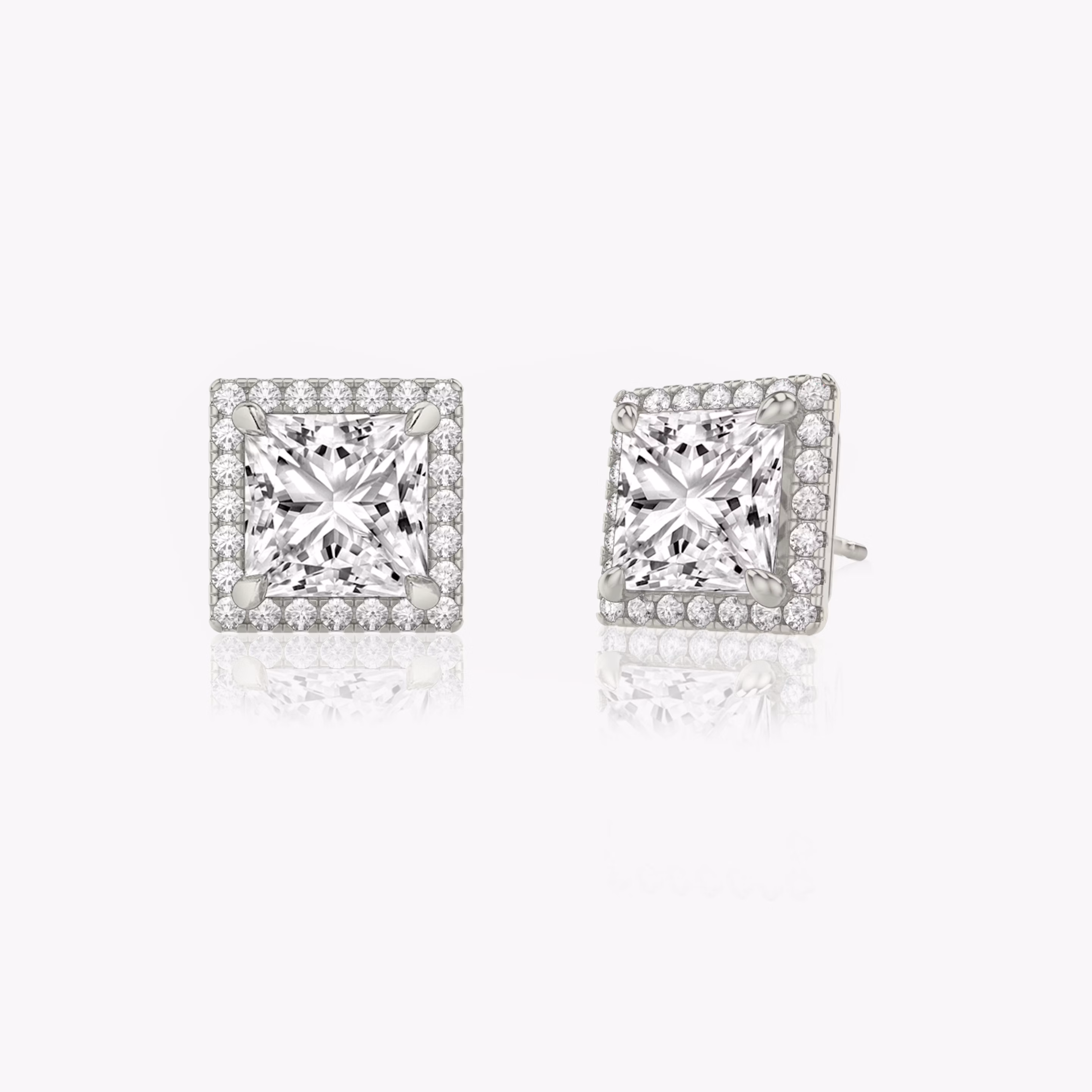 Halo Princess diamond studs