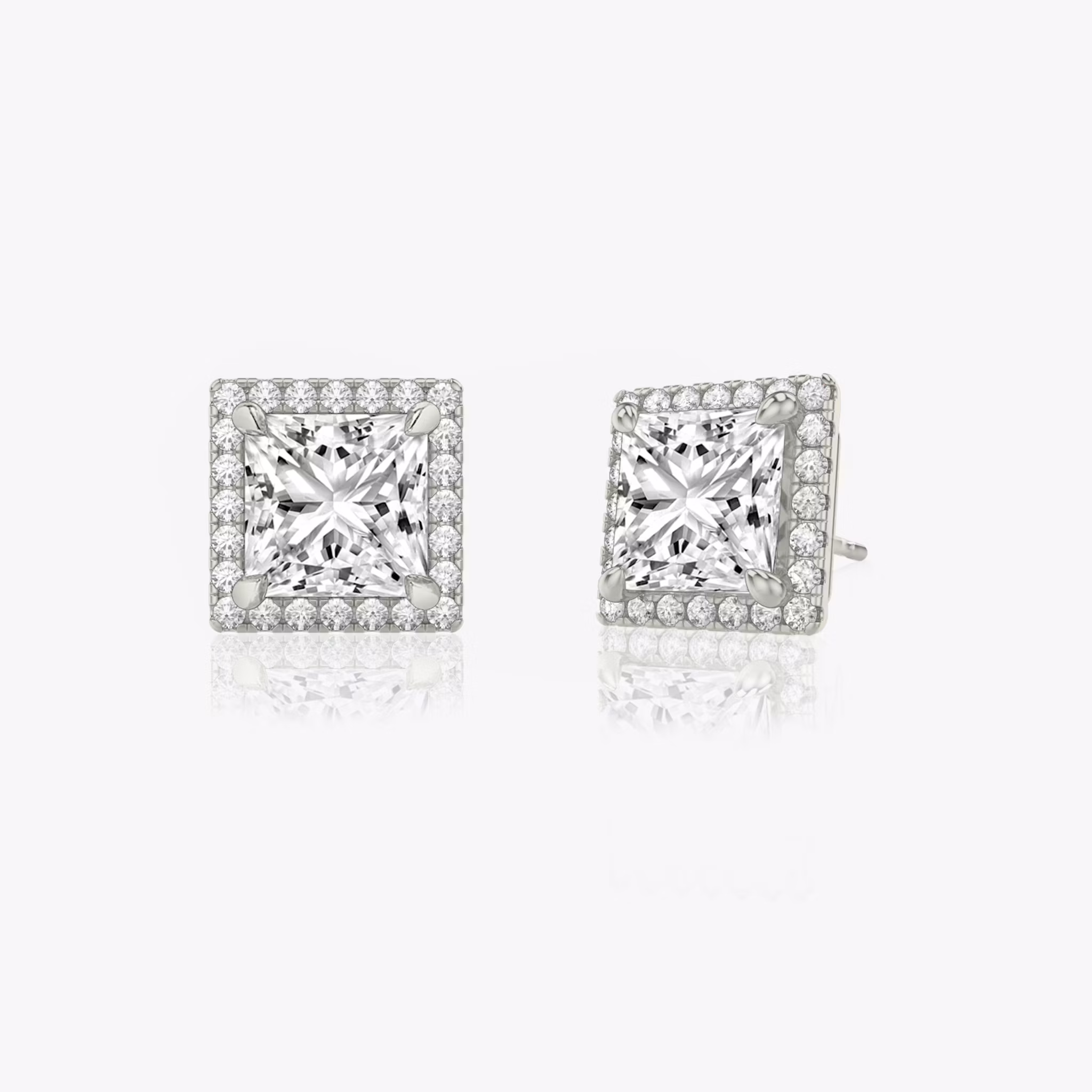 Halo Stud Princess | White Gold