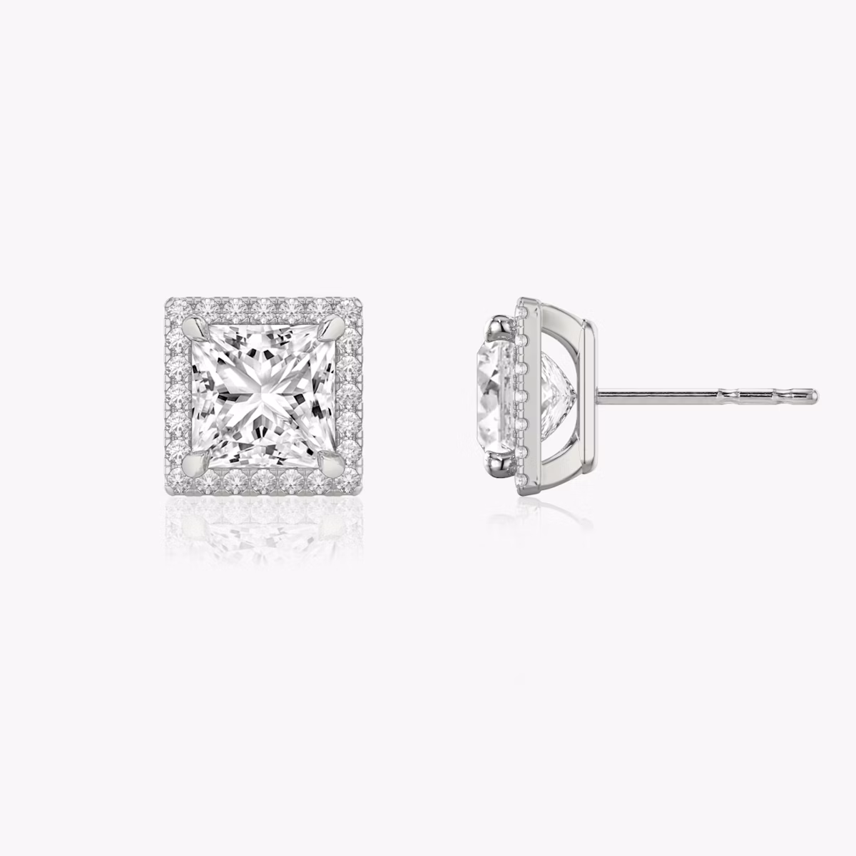 Halo Stud | Princess | 14k | White Gold | caratWeight: 0.75ct