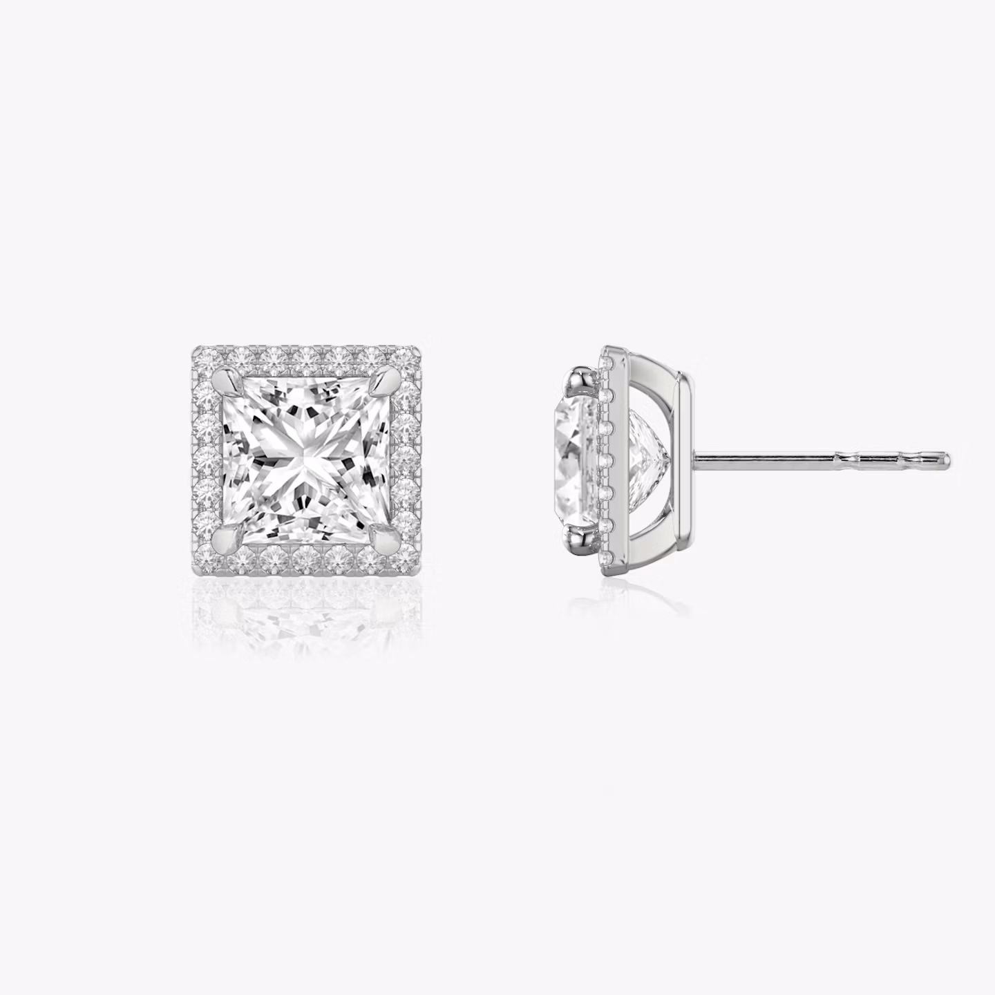 Halo Stud | Princess | 14k | White Gold | caratWeight: 1.0ct
