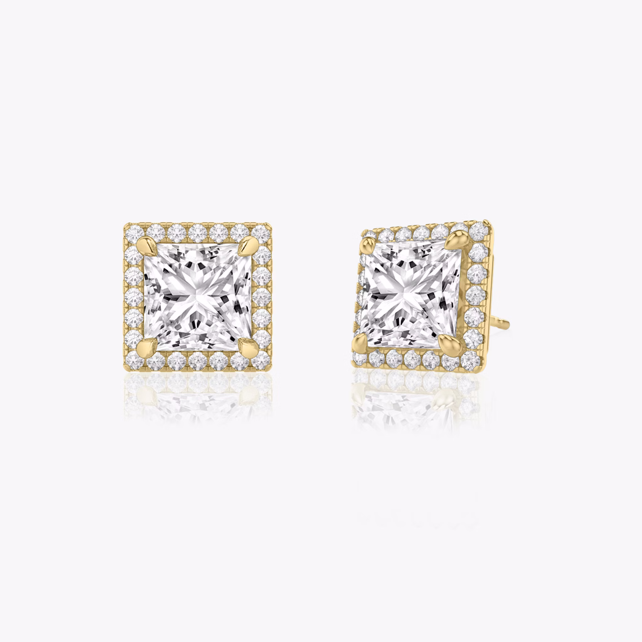 Halo Stud | Princess | 14k | Yellow Gold | caratWeight: other