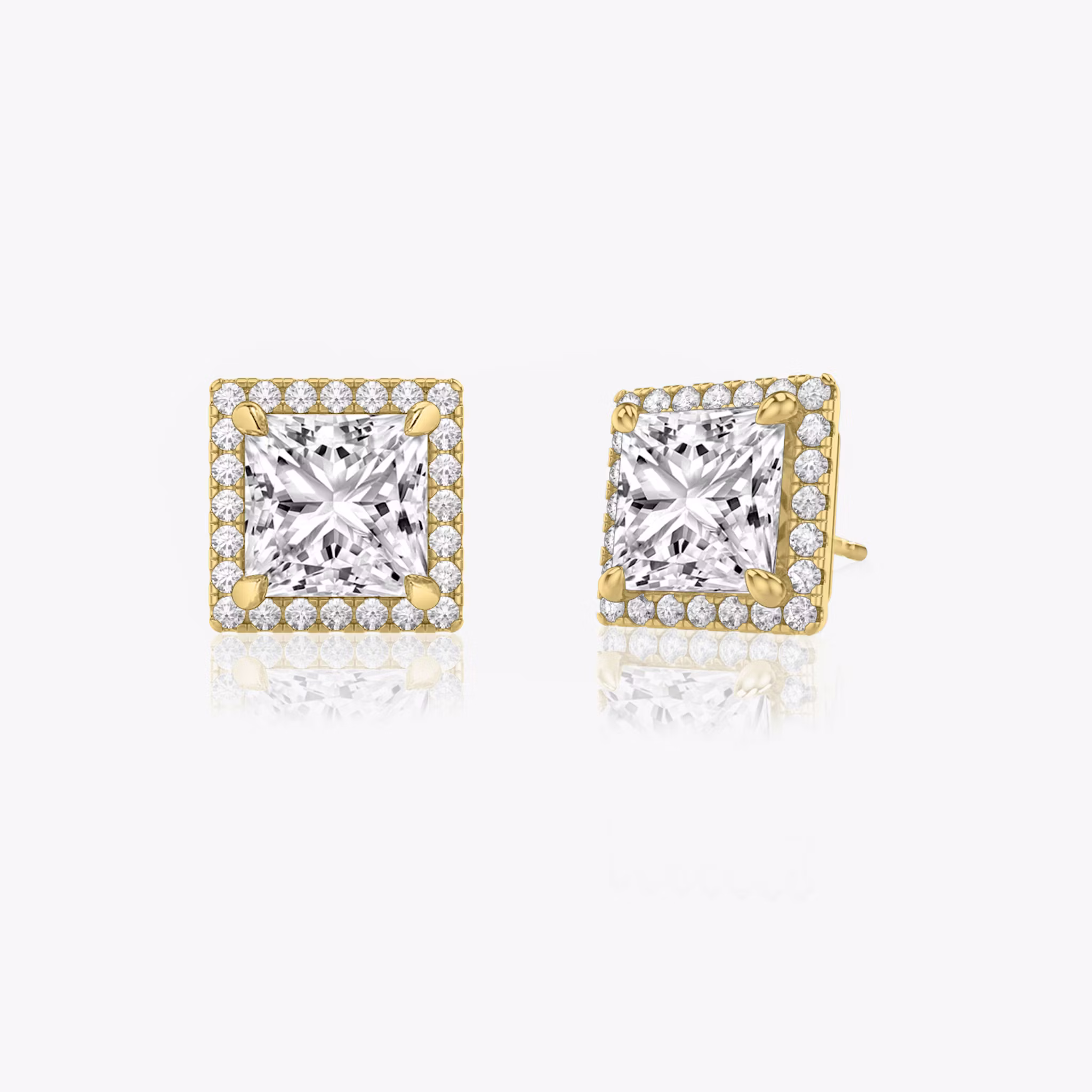 Halo Stud Princess | Yellow Gold