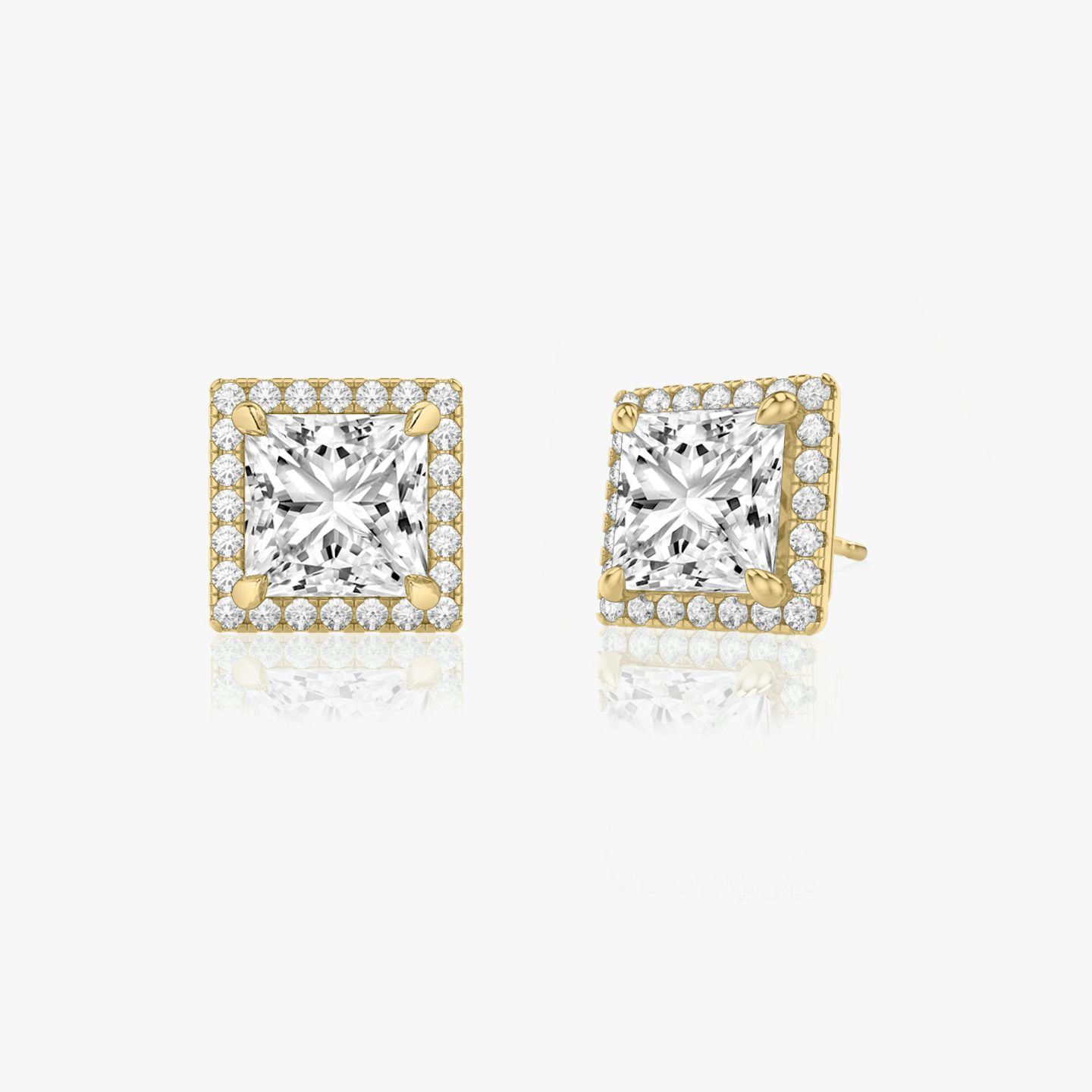Pendiente Halo | Princesa | 14k | Oro amarillo | caratWeight: other