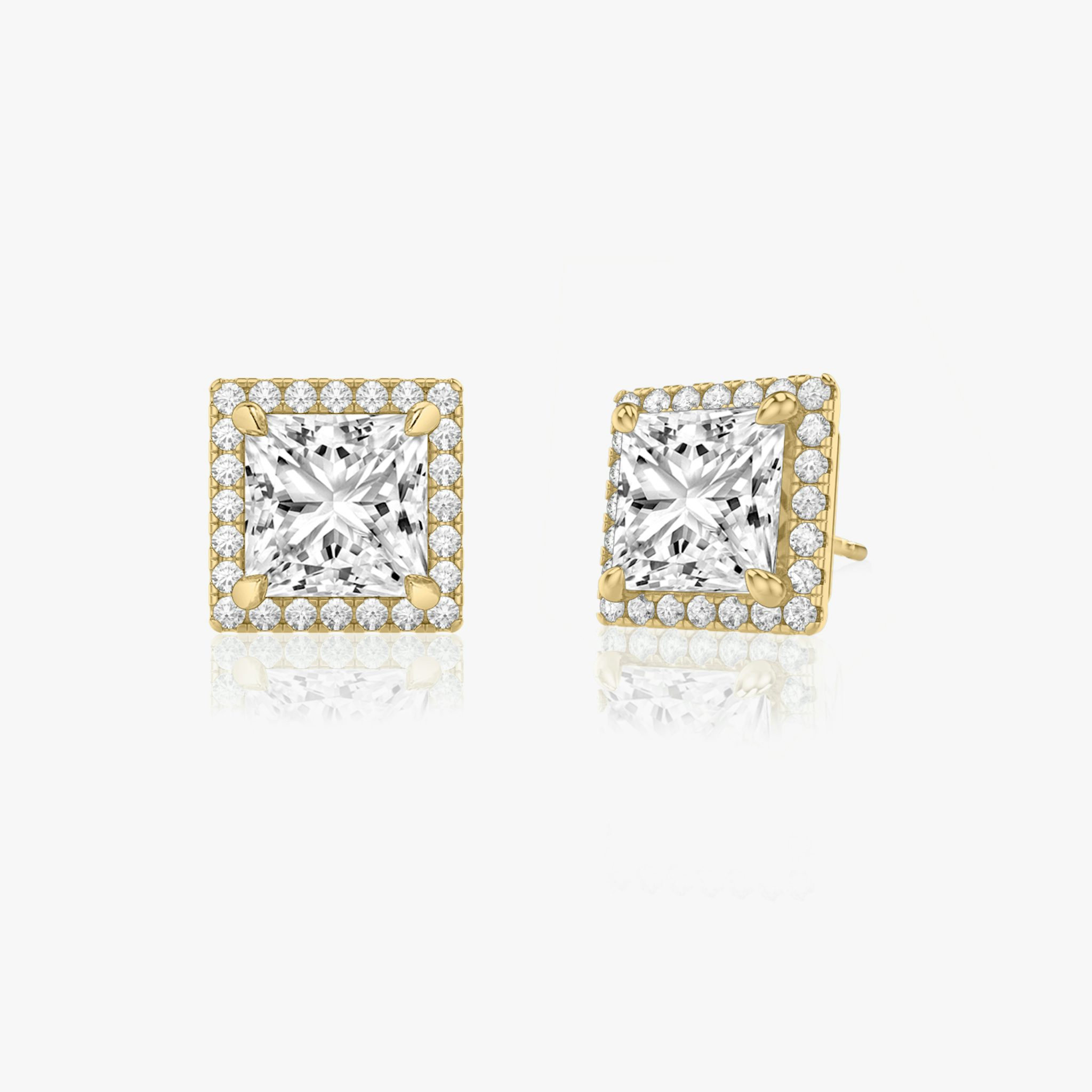 Halo Stud | Princess | 14k | Yellow Gold | caratWeight: other