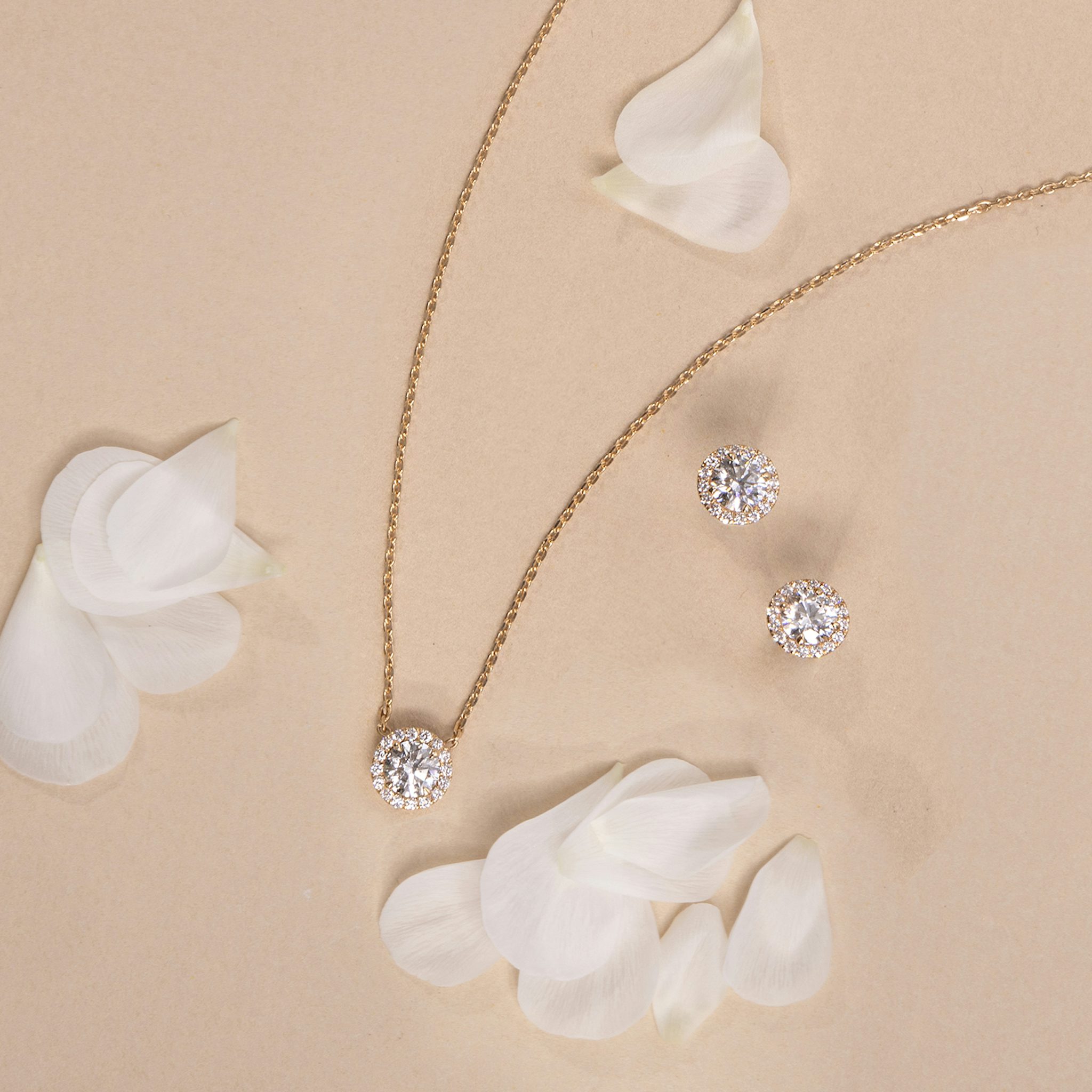 Halo Necklace | Round Brilliant | 14k | Yellow Gold | caratWeight: 0.50ct