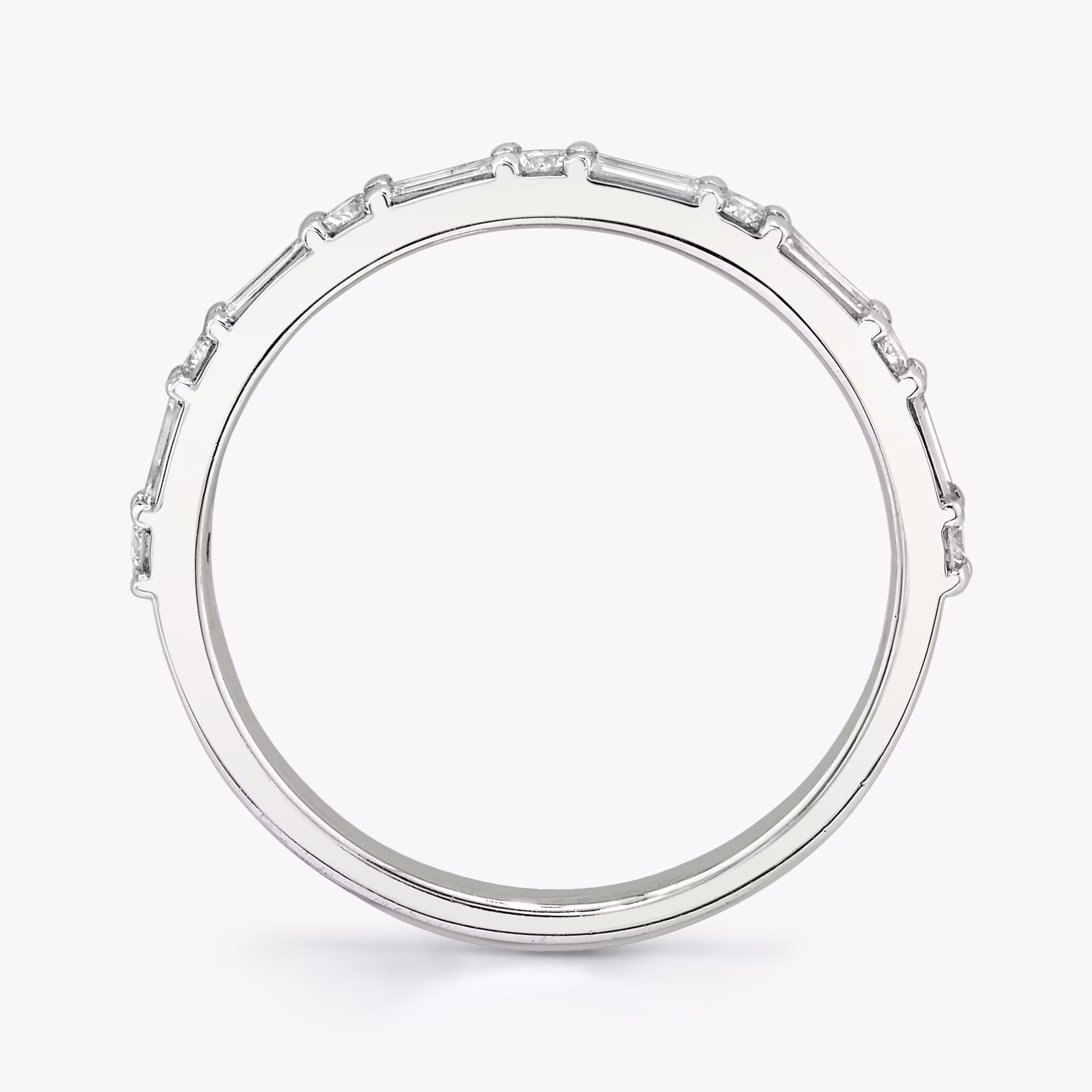 The Alternating Shapes Band | Round Brilliant | 18k | White Gold | bandStyle: half