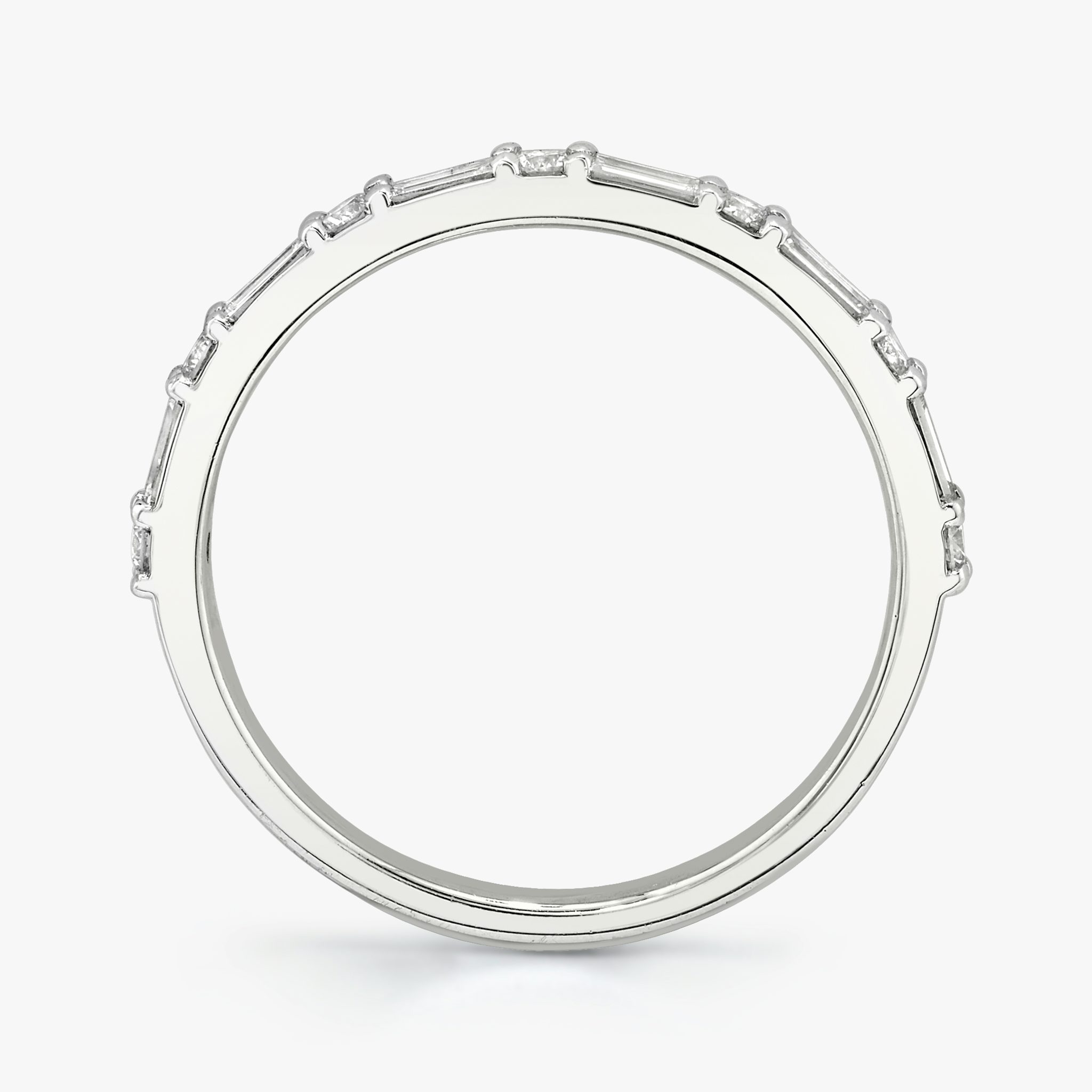 The Alternating Shapes Band | Round Brilliant | 18k | White Gold | bandStyle: half