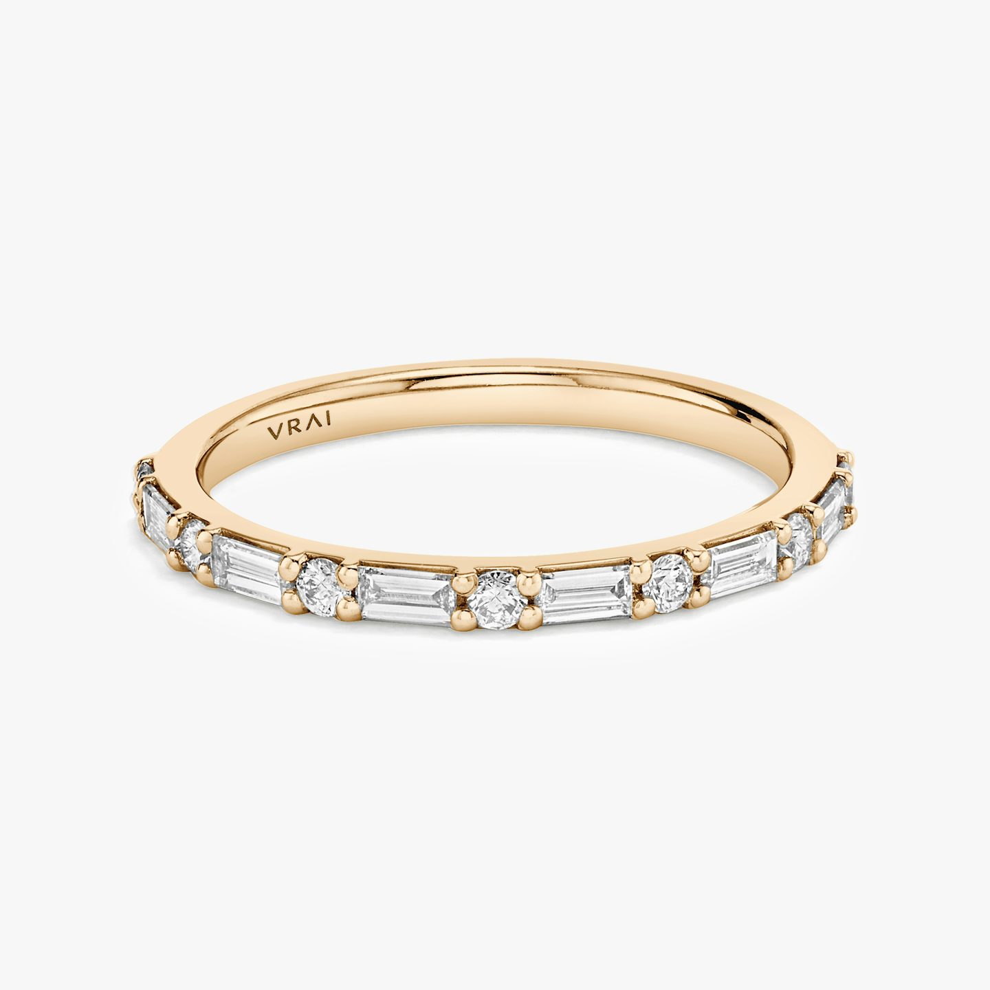The Alternating Shapes Band | Round Brilliant | 14k | Rose Gold | bandStyle: half